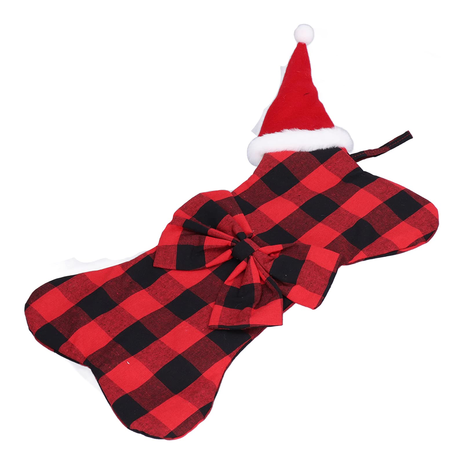 Yosoo Christmas Stocking - Handcrafted Holiday Decor for Home, Bedroom & Restaurant - Festive Black & Red Stockings for Fireplace Mantel & Christmas Tree Decorations