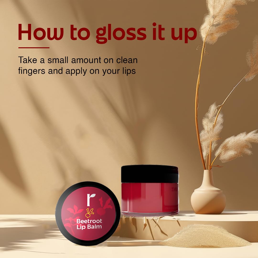 Rivona Naturals Beetroot Lip Balm with Avocado Butter - Hydrating, Tinted Lip Care for Men & Women (8g) | Moisturizing Dry Lips, Natural Makeup Look, Daily Lip Protection