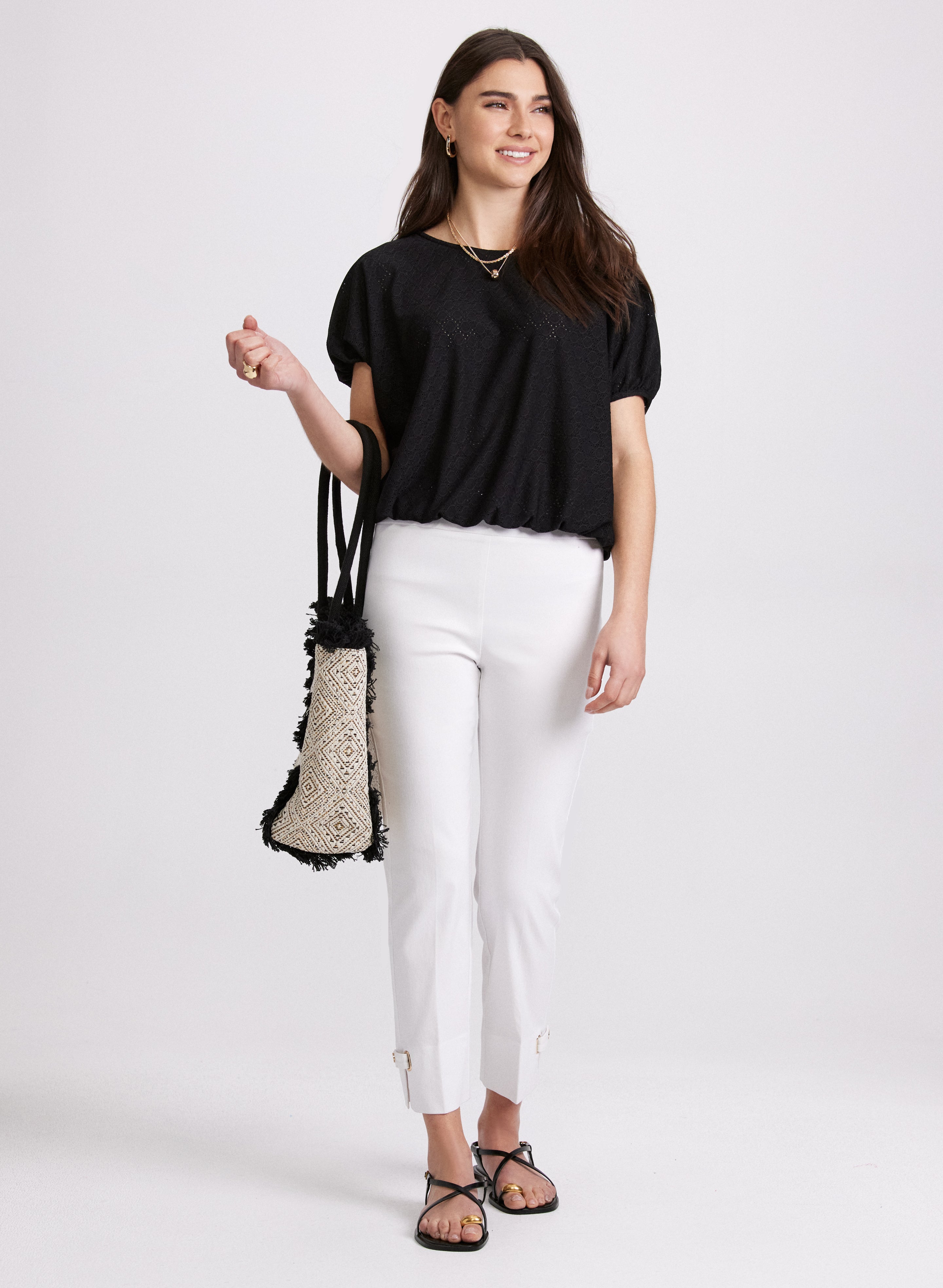 Eyelet Short Sleeve Women's Blouse - Breathable Summer Casual Top for Outdoors & Travel | Perfect for Beach, Vacation and Everyday Wear