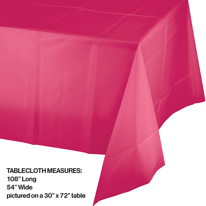 12-Pack Hot Magenta Plastic Table Covers 54