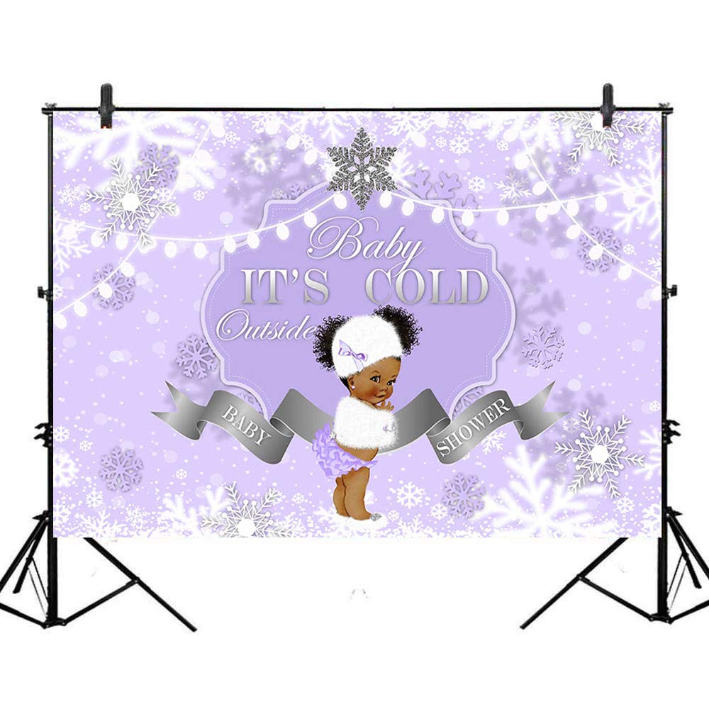 8x6ft Winter Purple Baby Shower Backdrop - Snowflake Design Vinyl Background for Girls' Baby Shower Party | Perfect for Indoor Decorations & Photography Backdrops