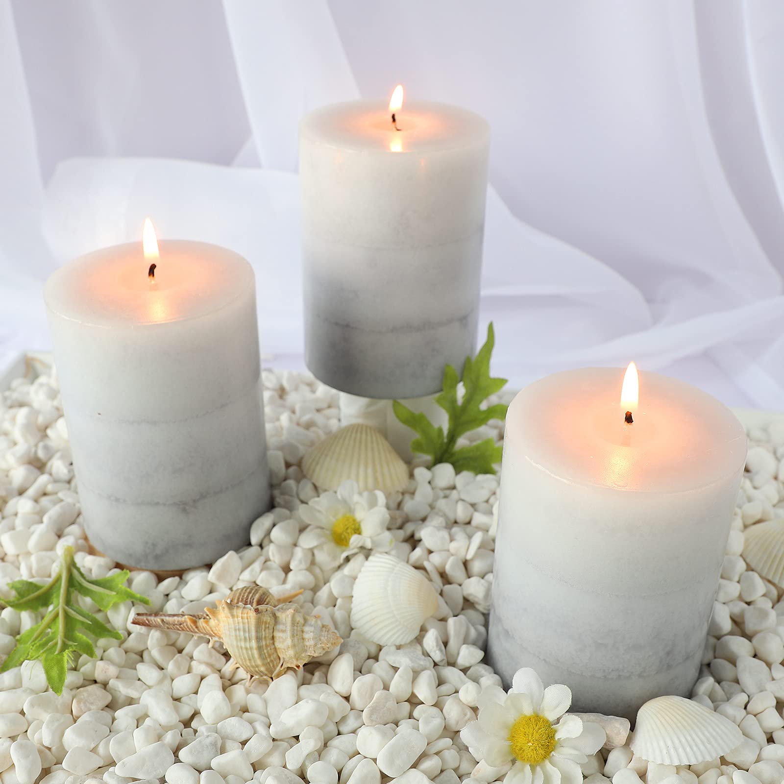 CRYSTAL CLUB Aromatherapy Pillar Candles - Creamy Coconut Scented, Clean Burning & Dripless, 3x4 Inch Tall Candles for Home Decor, Relaxation, and Summer Parties | Perfect for Yoga, Meditation, and Romantic Dinners