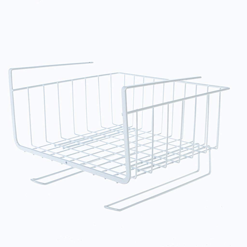 Under Shelf Wire Rack Organizer - White Kitchen Storage Bin for Cabinets, Tableware & Cup Holder - Perfect for Pantry, Bathroom & Office Organization