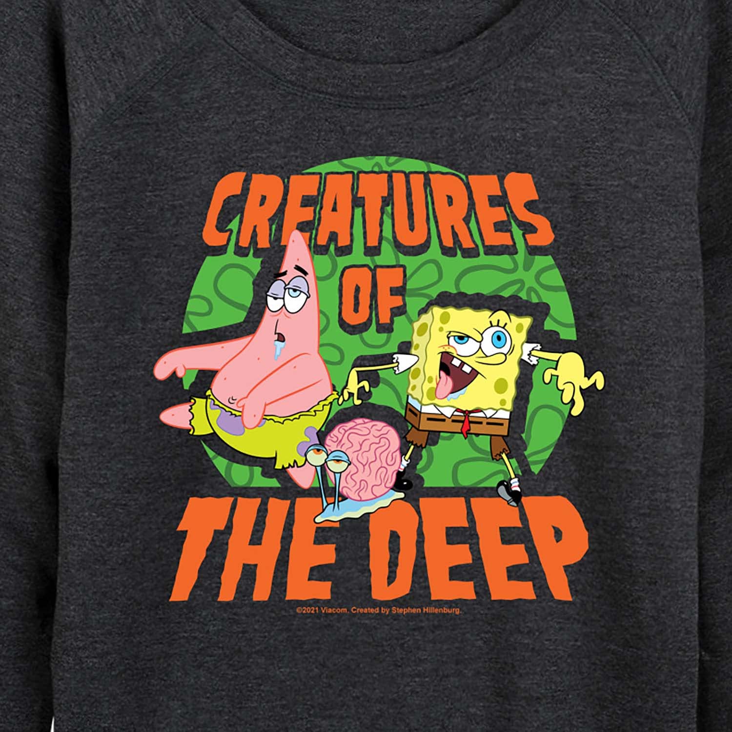 HYBRID APPAREL Women's SpongeBob SquarePants Creatures Of The Deep Lightweight French Terry Pullover Hoodie - Casual Loungewear & Cartoon Character Sweatshirt for Fans