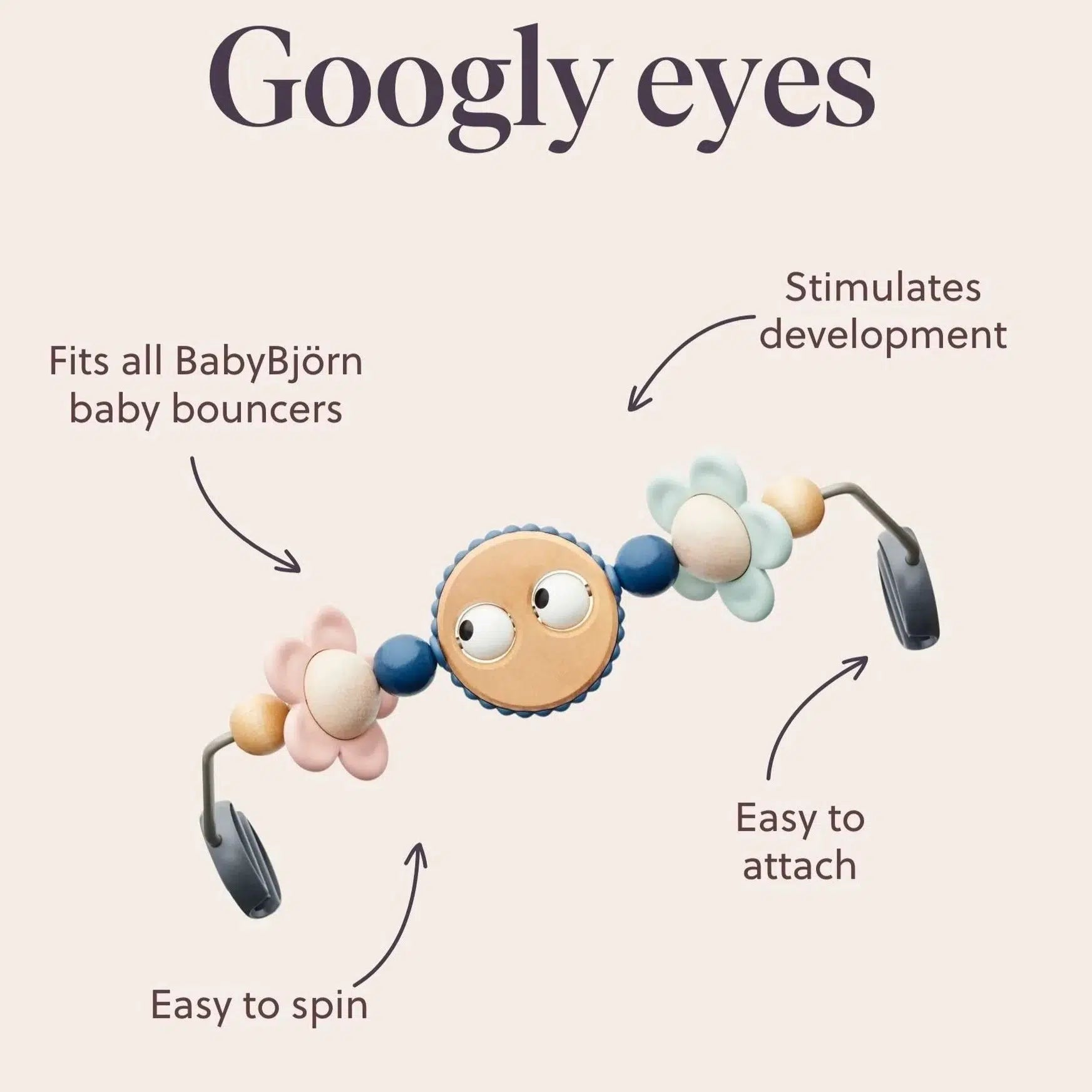 Baby Bjorn Balance Toy Bar with Black & White Googly Eyes - High Contrast Sensory Toy for Newborns & Infants - Perfect for Tummy Time, Visual Stimulation & Early Development