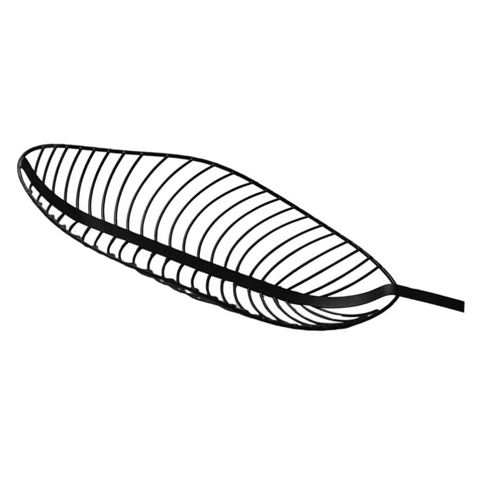 Creative Black Leaf-Shaped Metal Fruit Basket - Hollow Fruit Display Serving Tray for Kitchen, Living Room & Dining Room | Elegant Wire Storage Bowl for Fruits, Snacks & Home Decor (Black)