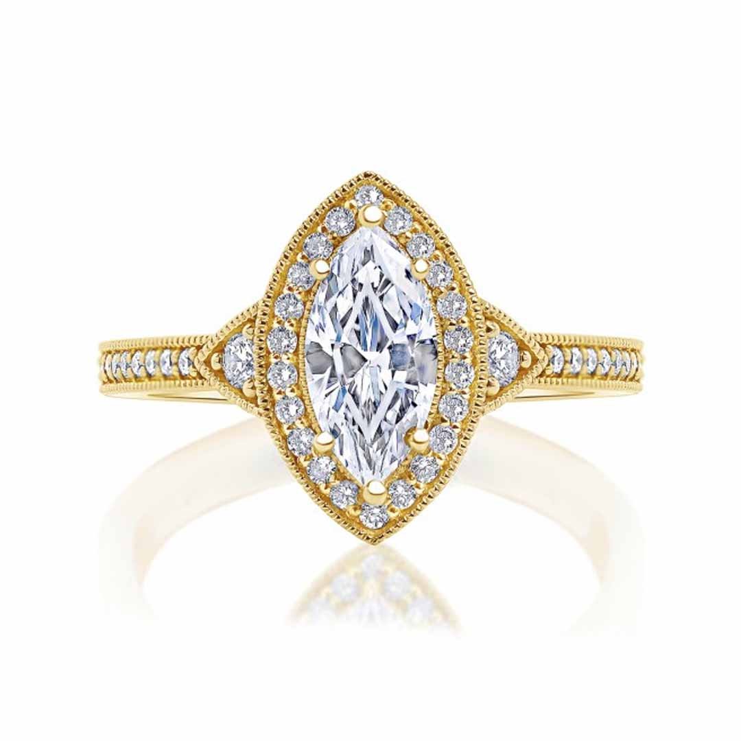 0.31 Carat Diamond Halo Engagement Ring for Women - Elegant Wedding Band, Anniversary Gift, Proposal Jewelry for Her - Perfect for Romantic Proposals & Special Occasions