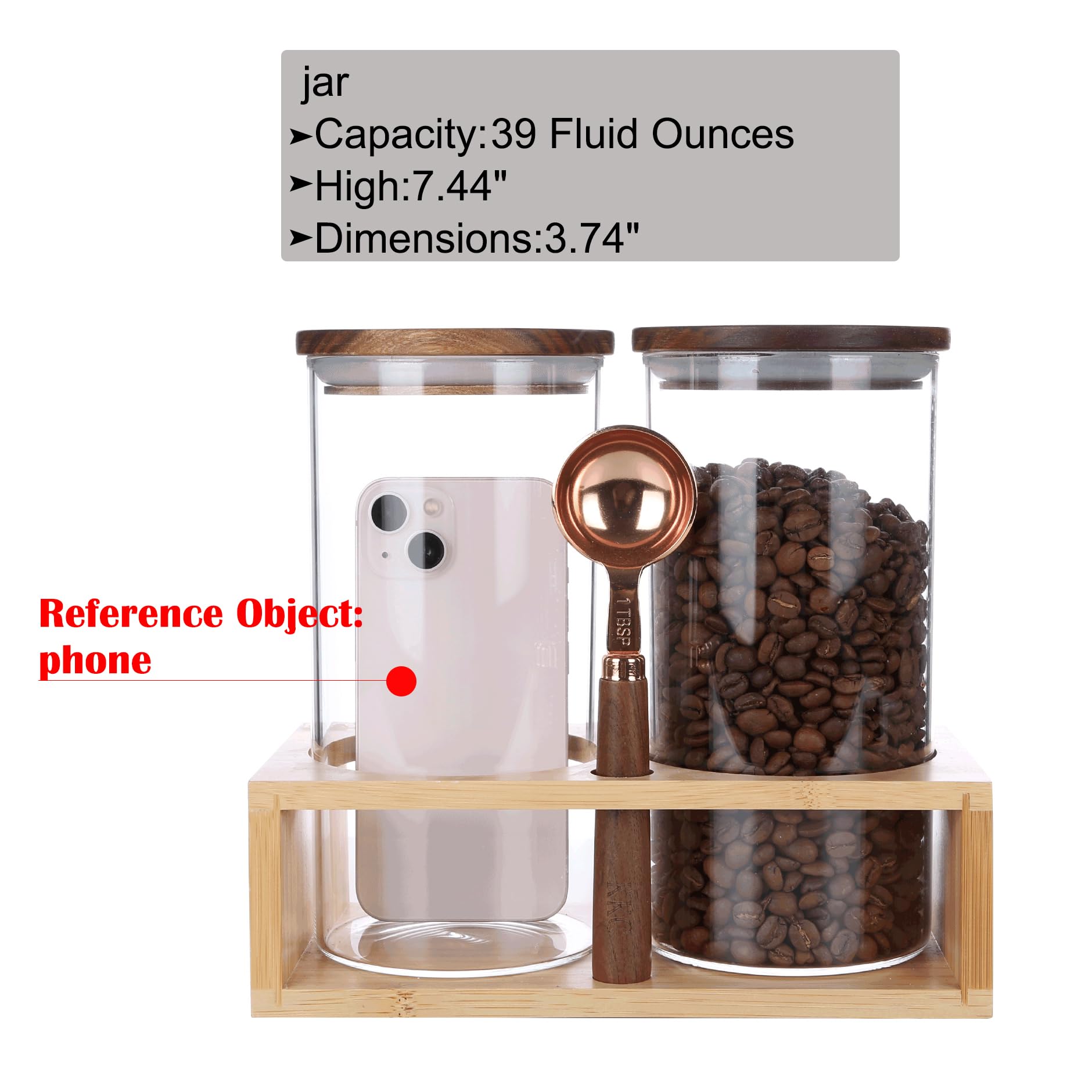 KKC HOME ACCENTS Airtight Glass Coffee Canisters - 3-Piece Set for Coffee Beans, Loose Tea, Matcha, Nuts & Spices | Perfect for Kitchen Countertop, Pantry & Coffee Bar Organization