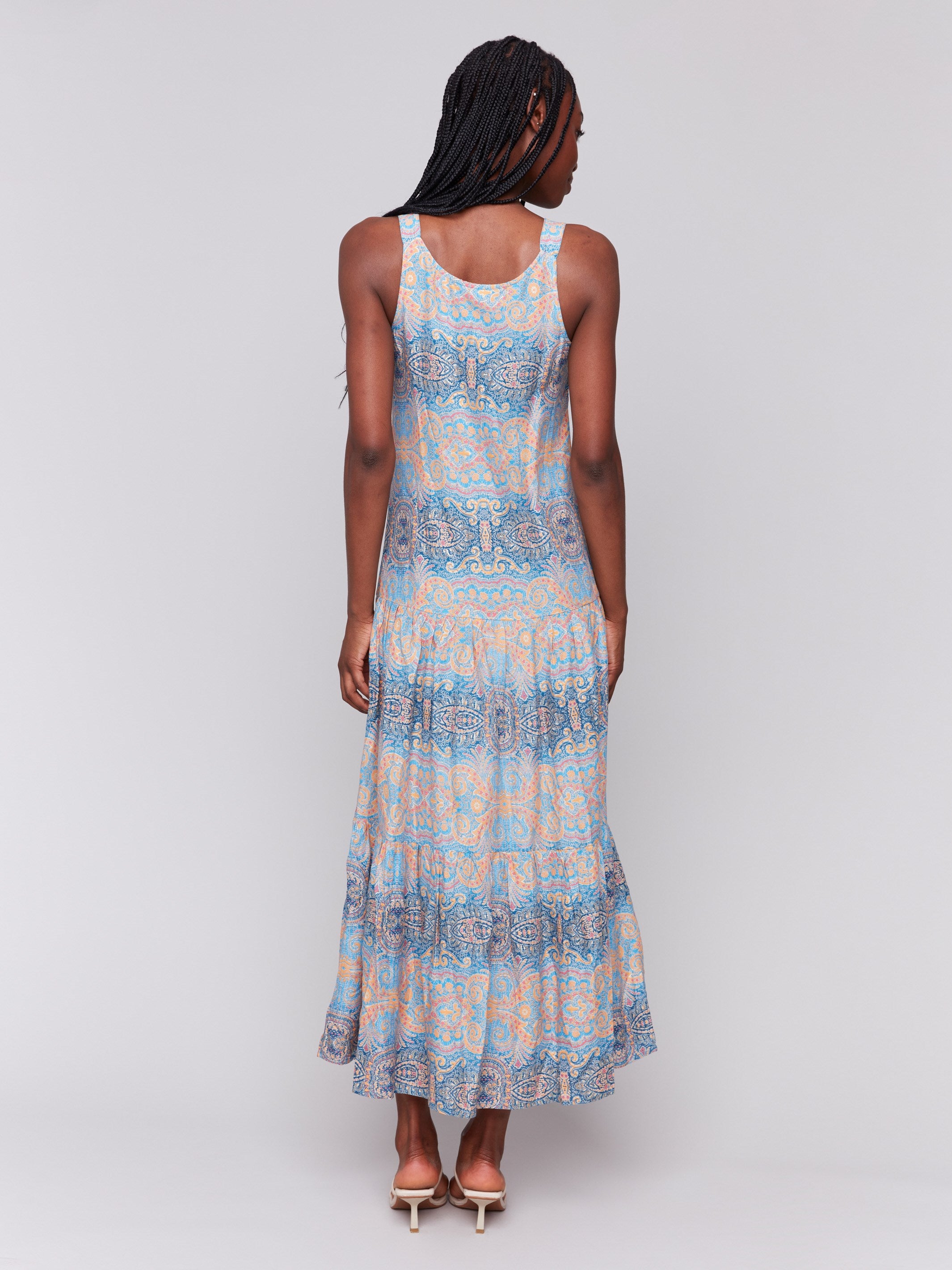 Printed Rayon Tiered Maxi Dress - Flowy Boho Summer Dress for Women | Beach Vacation, Date Night & Casual Outfit