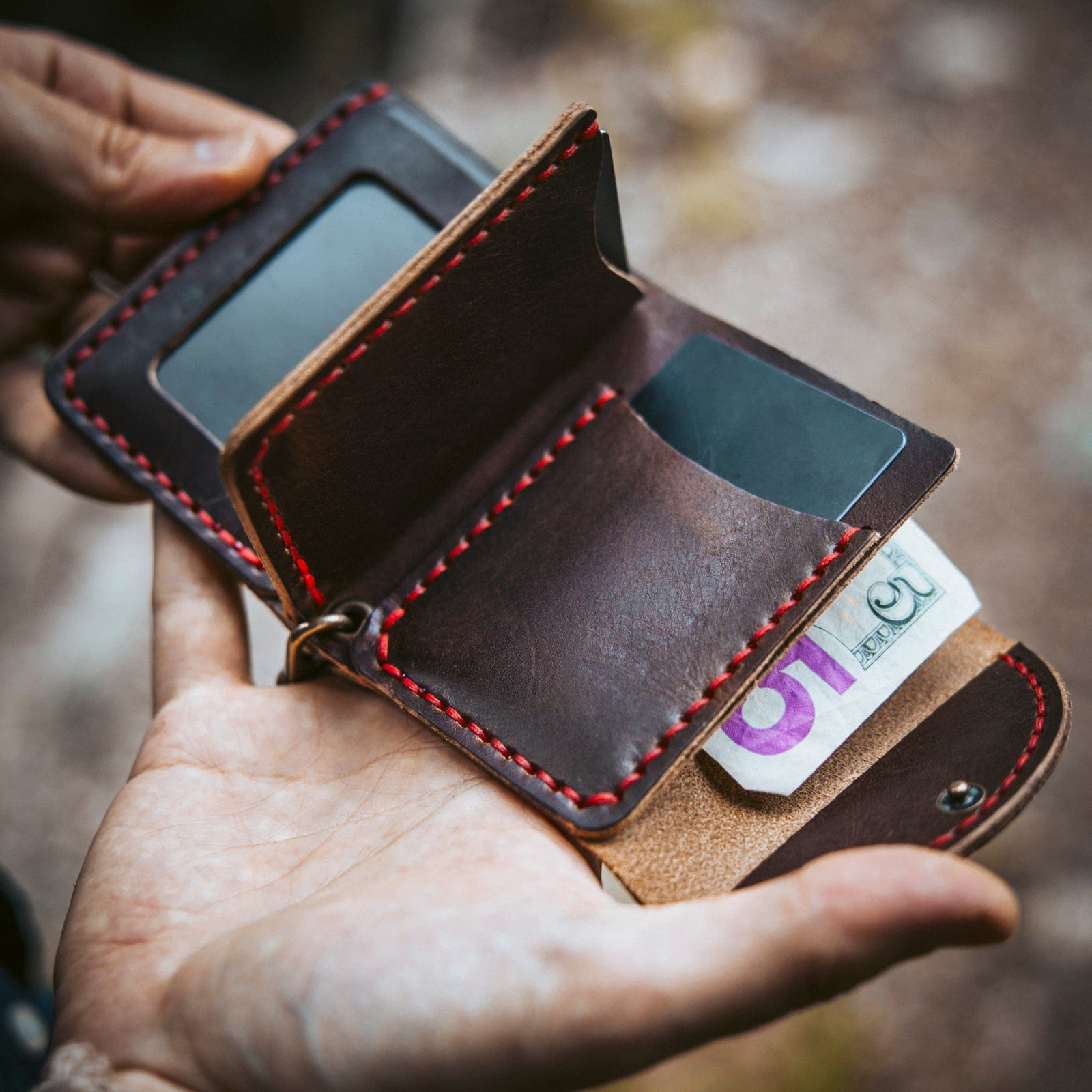 Genuine Leather Biker Wallet for Men - RFID Blocking Slim Minimalist Design - Perfect for Motorcycle Riders & Everyday Carry