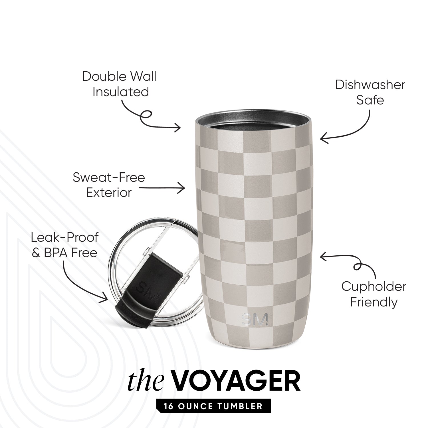 Voyager 20oz Insulated Tumbler with Clear Flip Lid & Straw - Leakproof Stainless Steel Travel Mug for Hot & Cold Drinks - Perfect for Coffee, Tea, Water on the Go, Office, Gym, Hiking & Camping