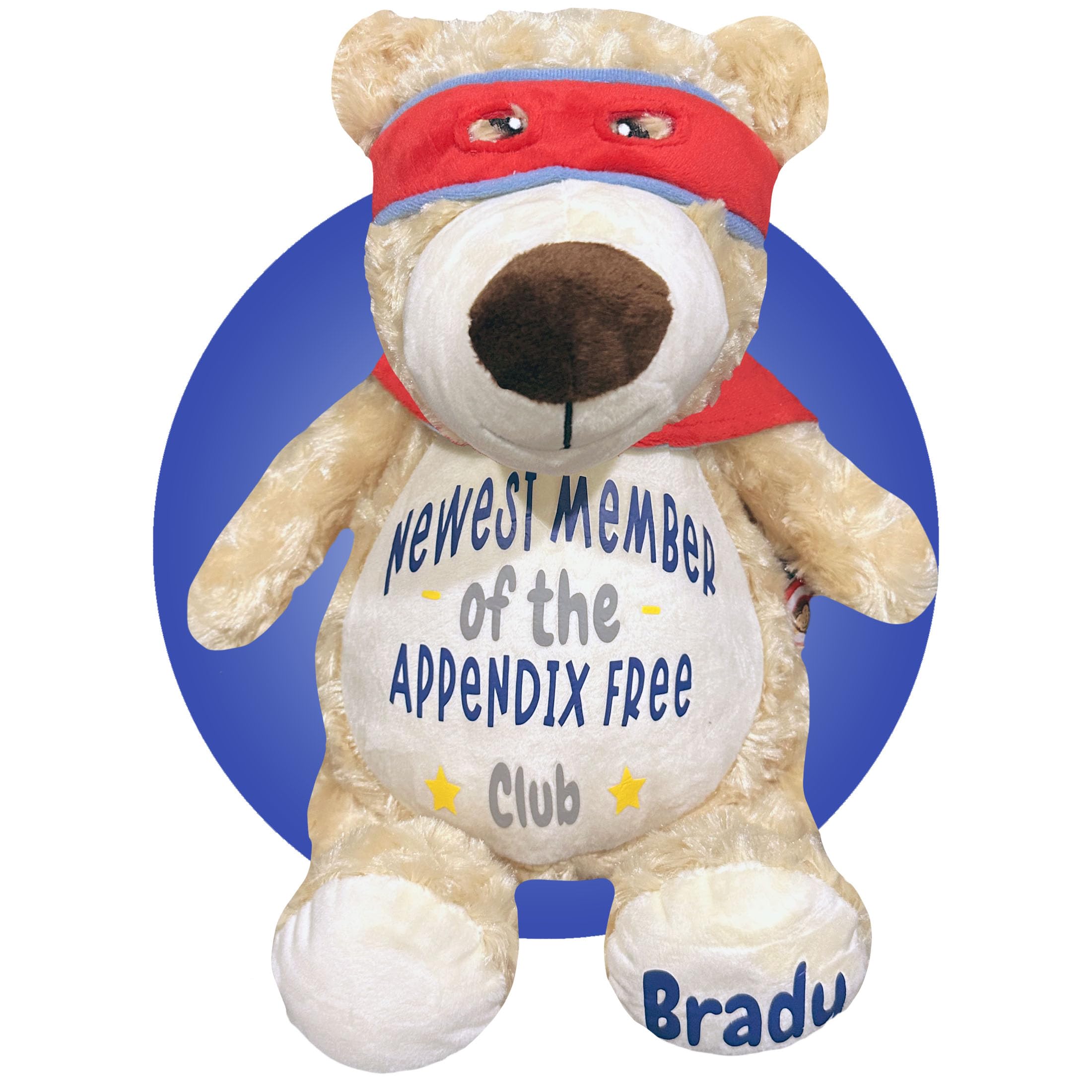 Personalized Appendix Plush Toy - Superhero Bear Stuffed Animal for Appendix Surgery Recovery & Get Well Soon Gifts | Appendectomy Comfort Gift for Kids & Adults | Perfect Post-Surgery Gift for Hospital Stay & Recovery at Home