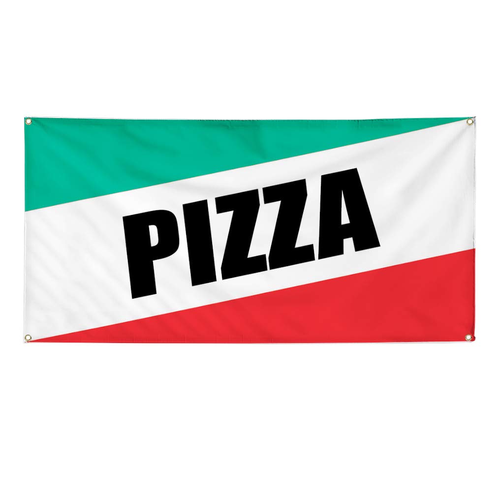 Premium Vinyl Banner - 24x48 Inches with 4 Grommets | Weatherproof Outdoor Sign for Pizza Restaurants, Italian Food Fairs & Business Advertising | Durable Yard Sign for Commercial Use