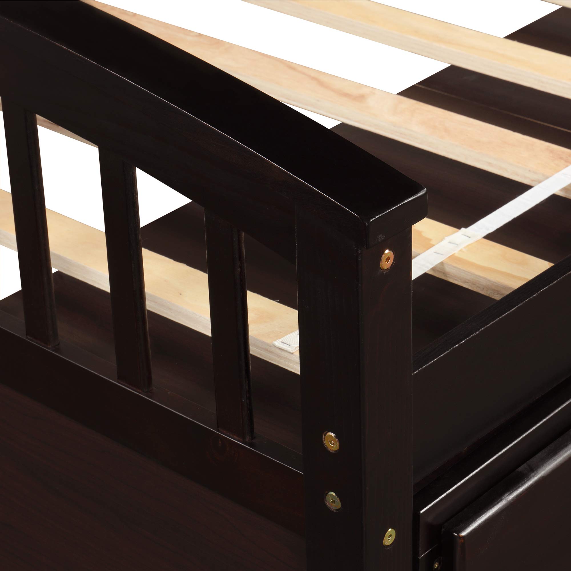 MERITLINE Wood Twin Storage Platform Bed with 6 Drawers, Headboard & Footboard - Space-Saving Captain Bed for Kids' Room | Perfect for Small Bedrooms, Dormitories & Guest Rooms
