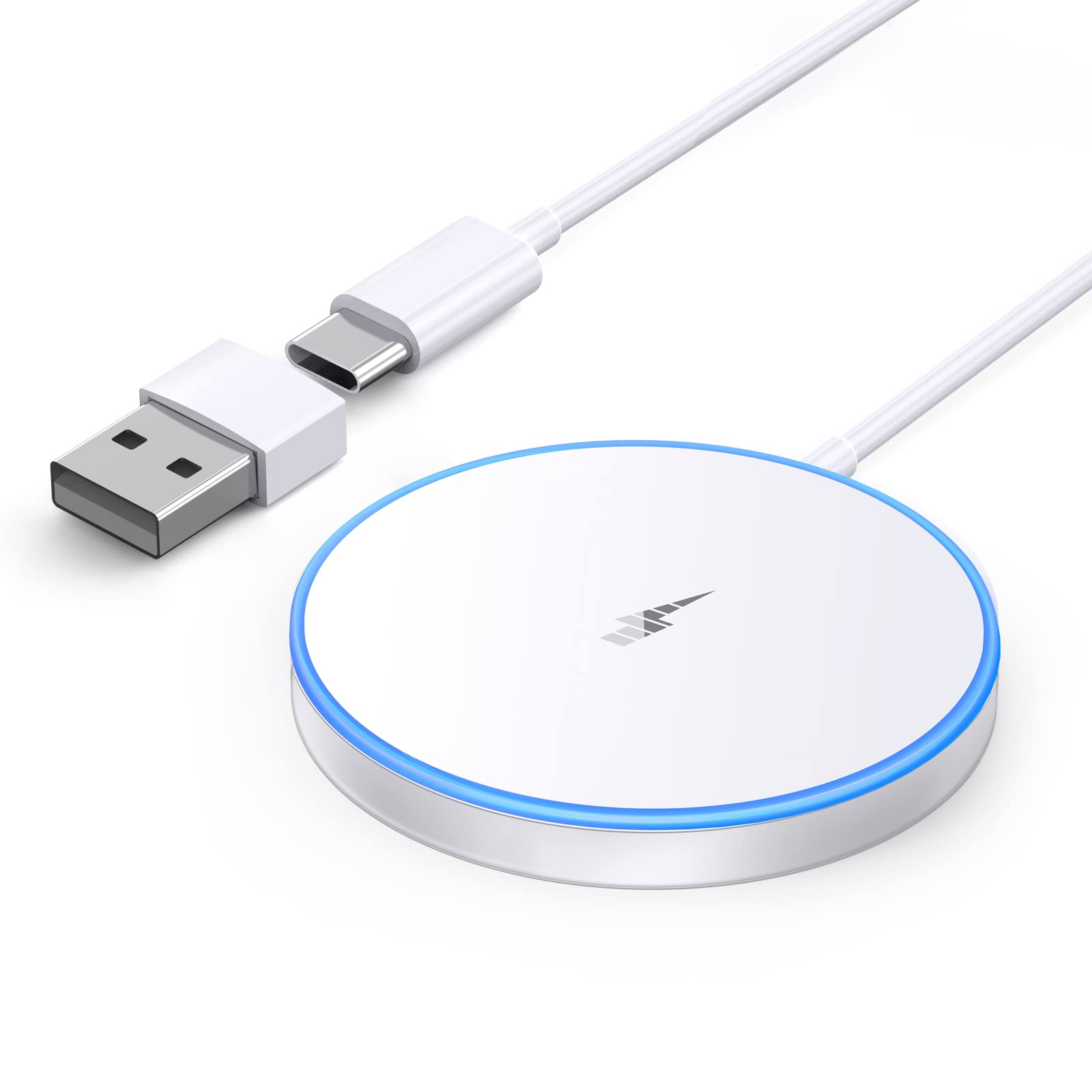 15W Magnetic Wireless Charger with Dual Ports - Apple MagSafe Compatible for iPhone 16/15/14/13/12 Series & AirPods Pro/3/2 | Fast Charging Pad with LED Indicator | Perfect for Home, Office and Travel Use