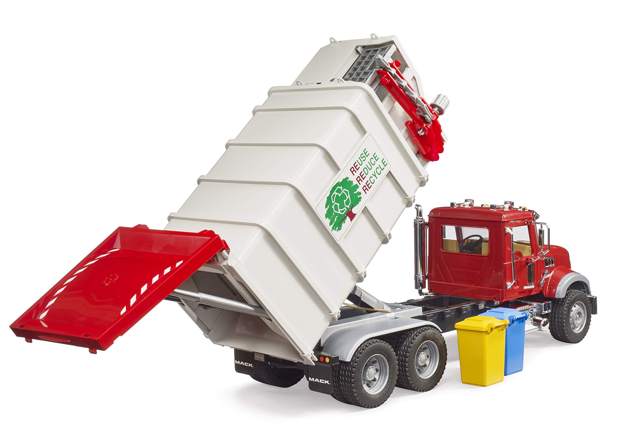 Bruder 02811 Mack Granite Side Loading Garbage Truck Toy - Realistic Construction Vehicle for Kids, Durable Playtime Fun | Pretend Play, Collectible Display, Birthday Gift Idea