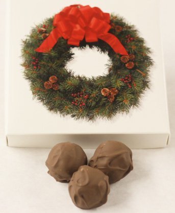 Scott's Cakes Milk Chocolate Covered Tart Apple Truffles - 8 oz Wreath Box Gift Set | Gourmet Chocolate Covered Apples for Holidays, Parties & Corporate Gifting
