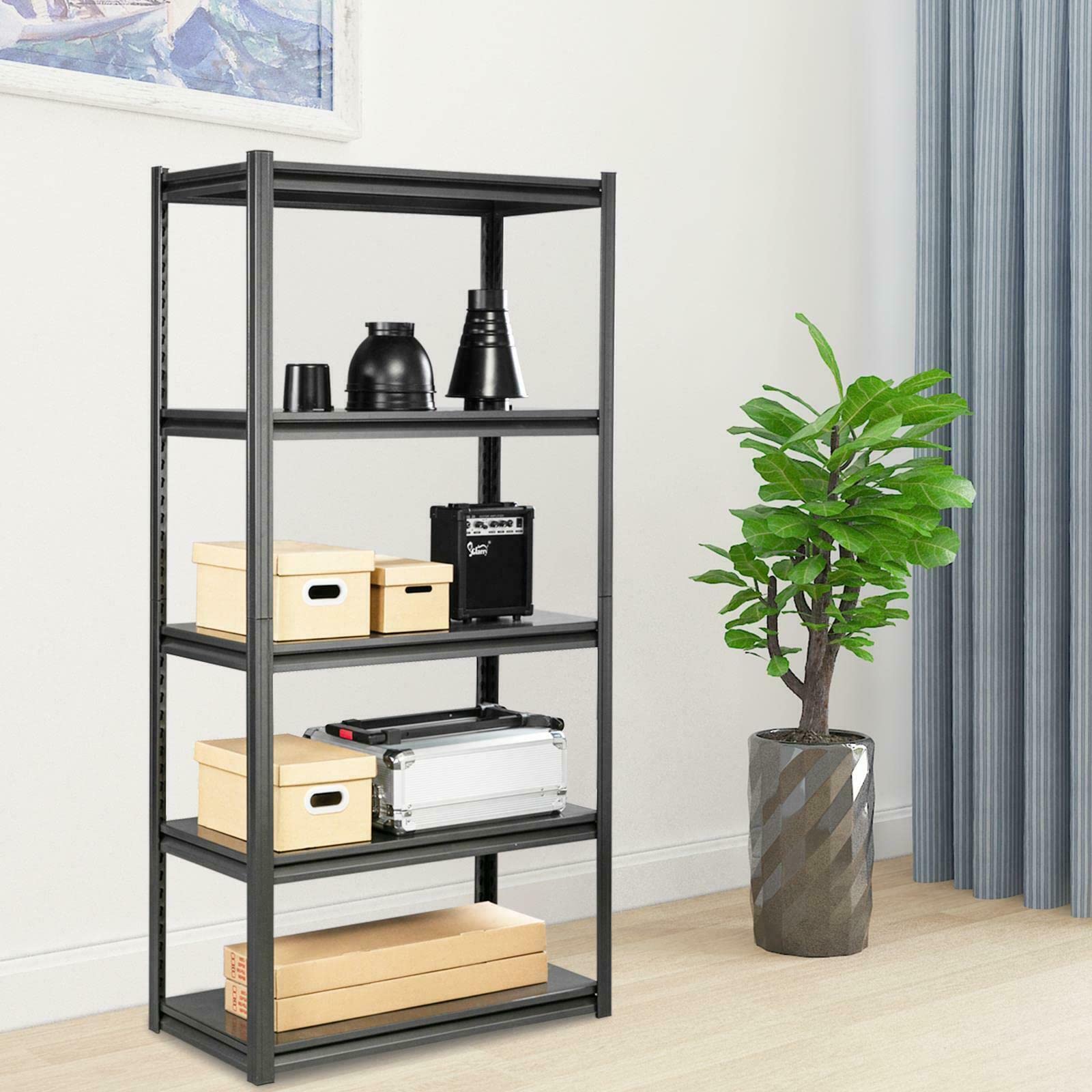 Heavy Duty 5-Tier Adjustable Steel Storage Rack - Multi-Use Organizer for Closet, Garage, Office & Bookshelf - Space Saving Solution by Magaz Storagerack - Perfect for Home Organization & Storage Needs