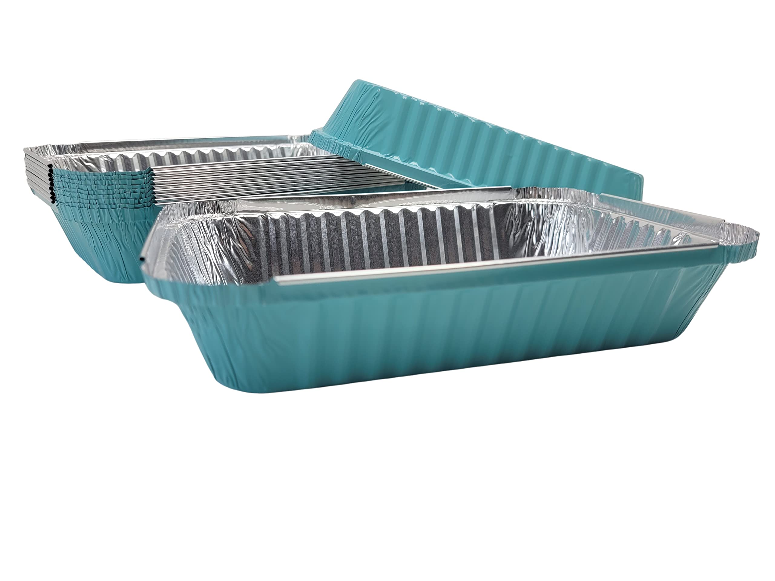 KitchenDance 1.5 LB Colored Aluminum Foil Oblong Pan with Plastic Lid - Durable Shallow Foil Containers for Cooking, Baking, Freezing & Food Storage - Perfect for Restaurants, Catering & Home Kitchens (6417P)