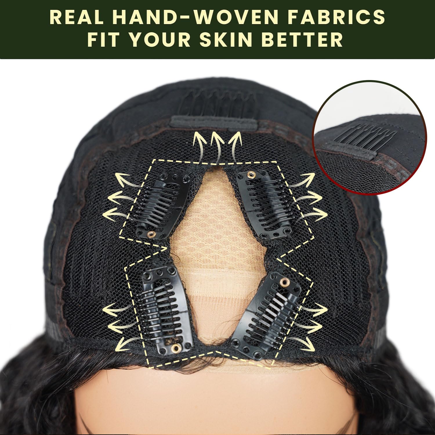 MEGALOOK V Part Human Hair Wig - Body Wave Glueless Clip-in Wig for Beginners | No-Sew No Glue U Part Wig | 180% Density Natural Color 24 Inch | Perfect for Daily Wear, Parties & Special Occasions