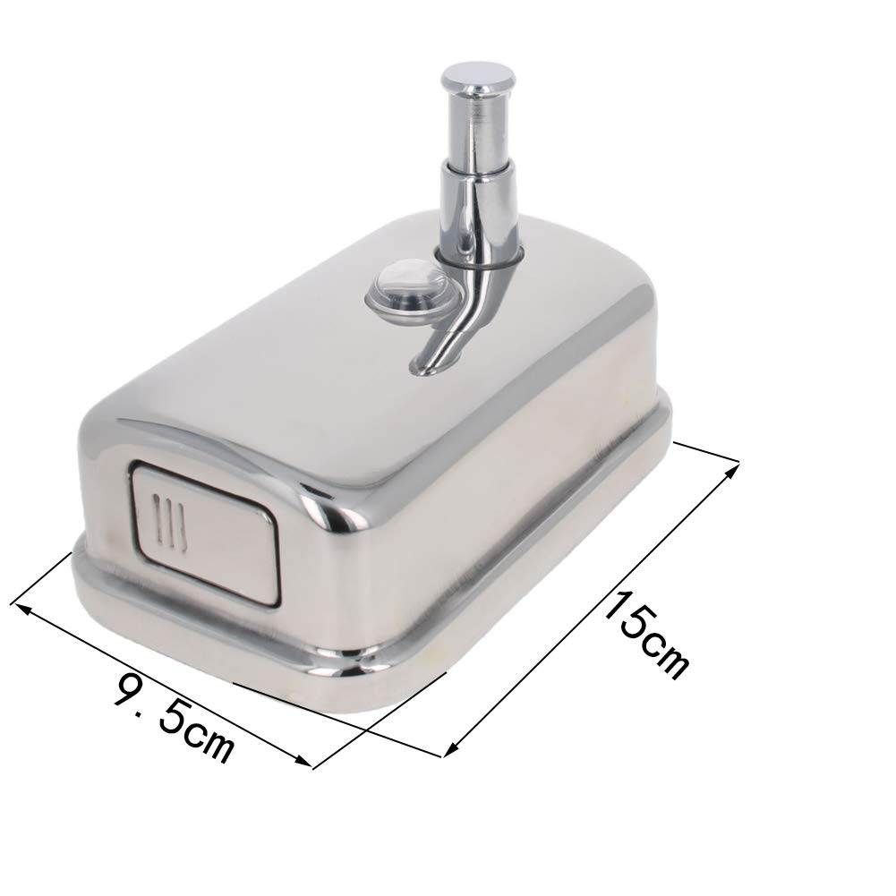 MroMax 304 Stainless Steel Wall Mount Soap Dispenser - 17oz Capacity, Silver Tone for Bathroom & Kitchen | Durable, Rustproof & Hands-Free Liquid Soap Dispenser for Home, Office & Commercial Use