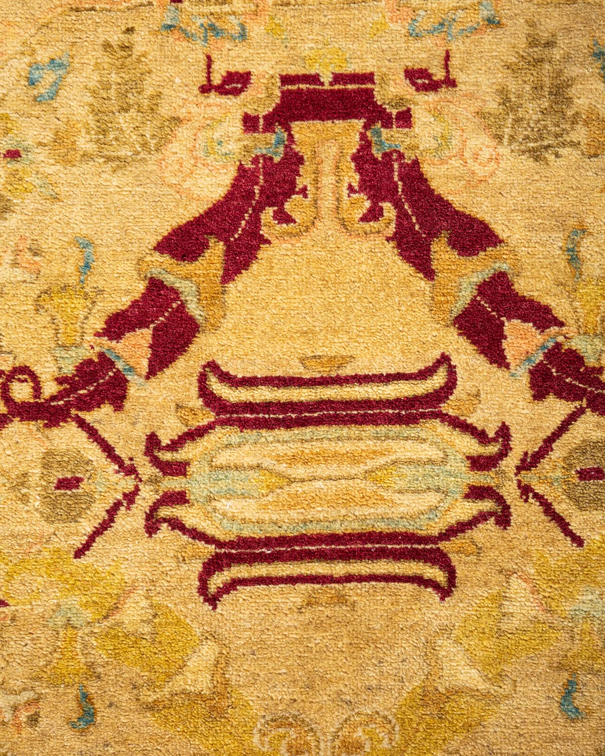 Handmade Traditional Floral Mogul Yellow 8x10 Wool Area Rug - One of a Kind Hand-Knotted Solo Rugs for Living Room, Bedroom & Home Decor