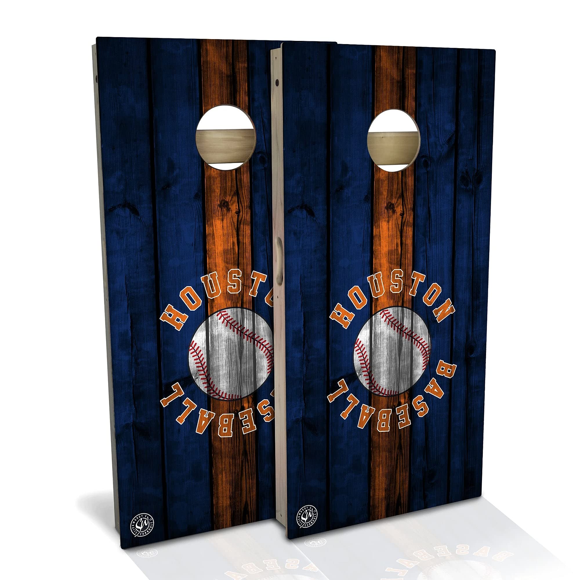 Houston City Themed Cornhole Game Set - 2 Wooden Boards & 8 Bags - Outdoor Lawn Party Tailgate Game for BBQ, Picnic, Backyard Fun (Multiple Sizes & Accessories Included)