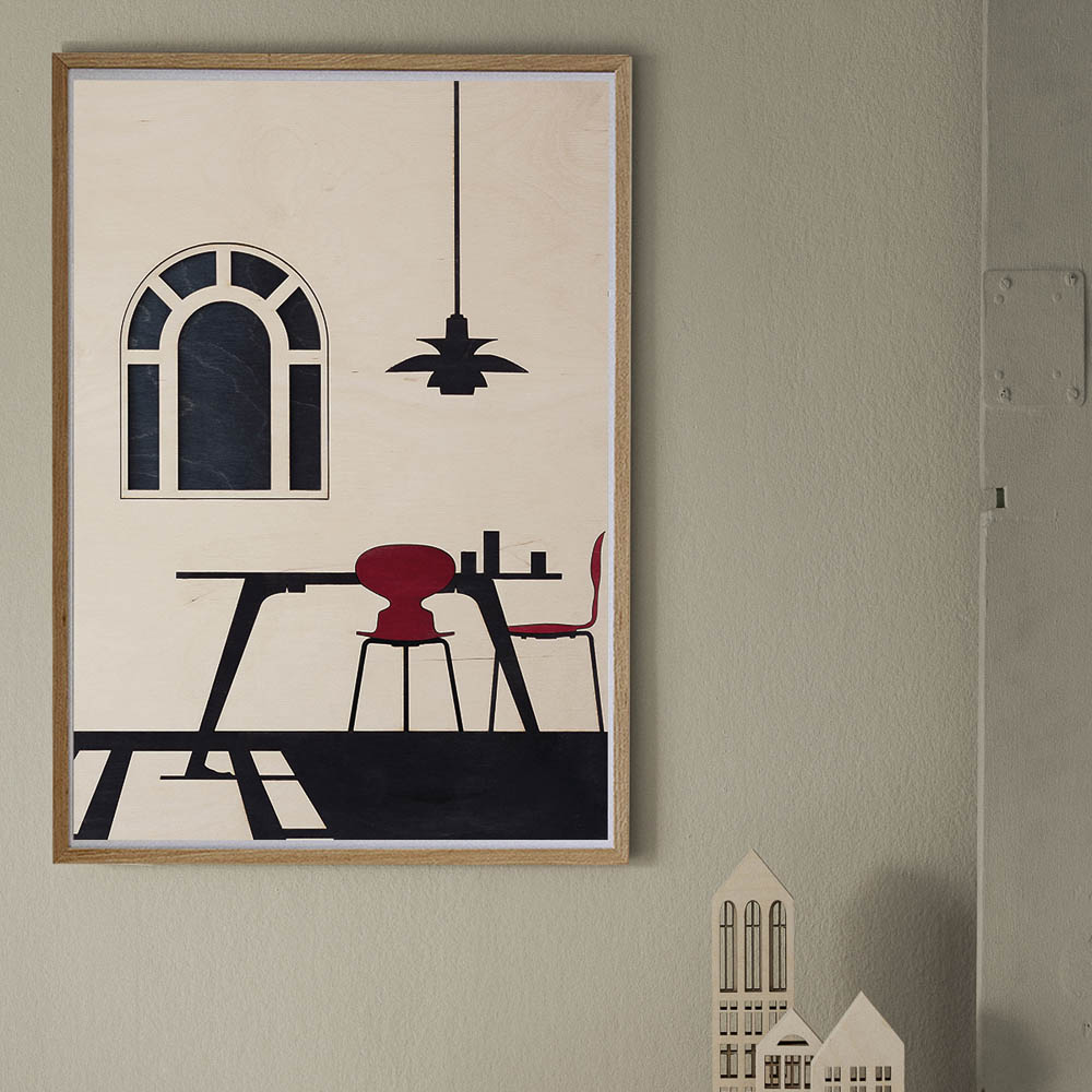 KOLEKTO STUDIO Arne Jacobsen Tribute Poster - Mid Century Modern Art Print 50x70cm - Perfect for Home Decor, Office Wall Art & Scandinavian Interior Design