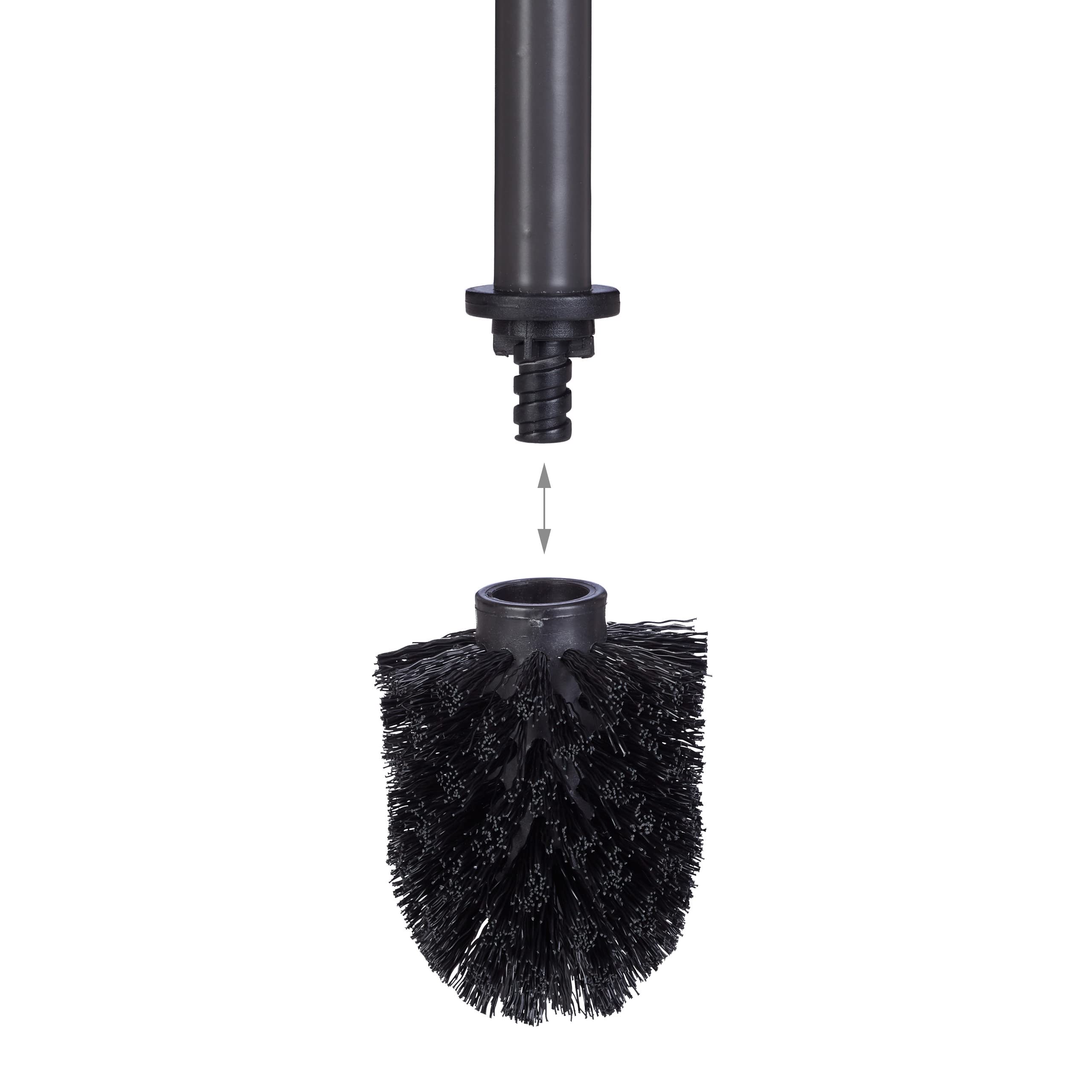 5-Pack Toilet Brush Replacement Heads - 9.5mm Thread, 8cm Diameter, Black (8x8x9cm) - Perfect for Bathroom Cleaning & Sanitizing