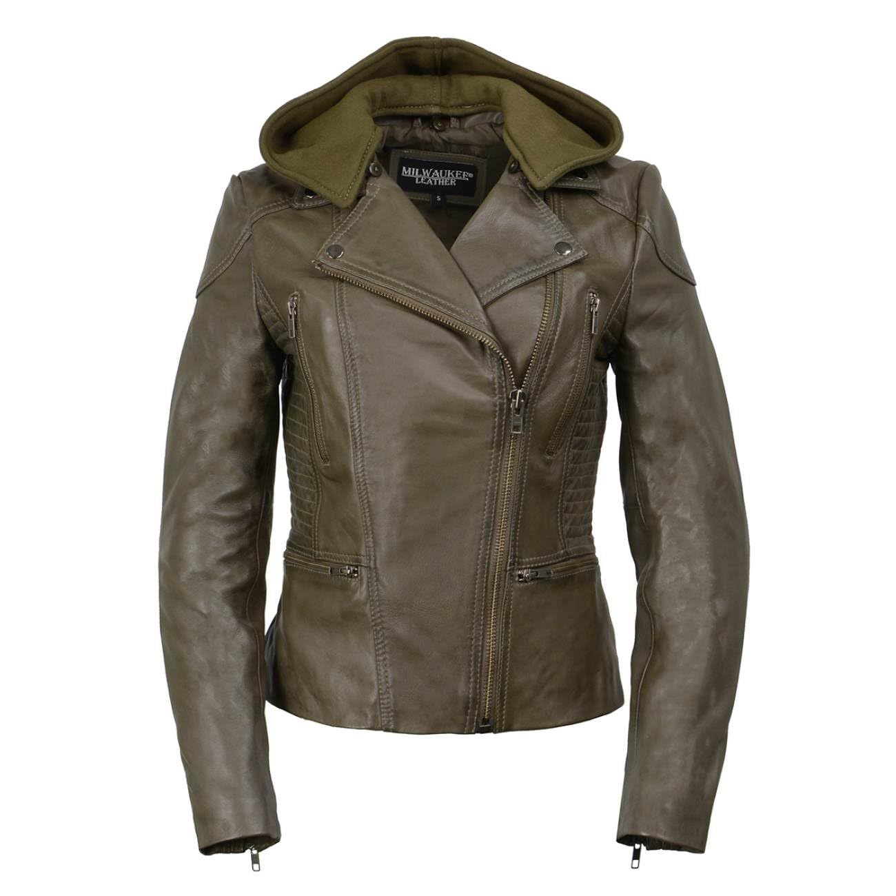 Milwaukee Leather SFL2815 Women's Black Motorcycle Jacket - Hooded Asymmetrical Zipper Biker Jacket for Riding & Fashion | Perfect for Motorcycle Enthusiasts & Urban Street Style