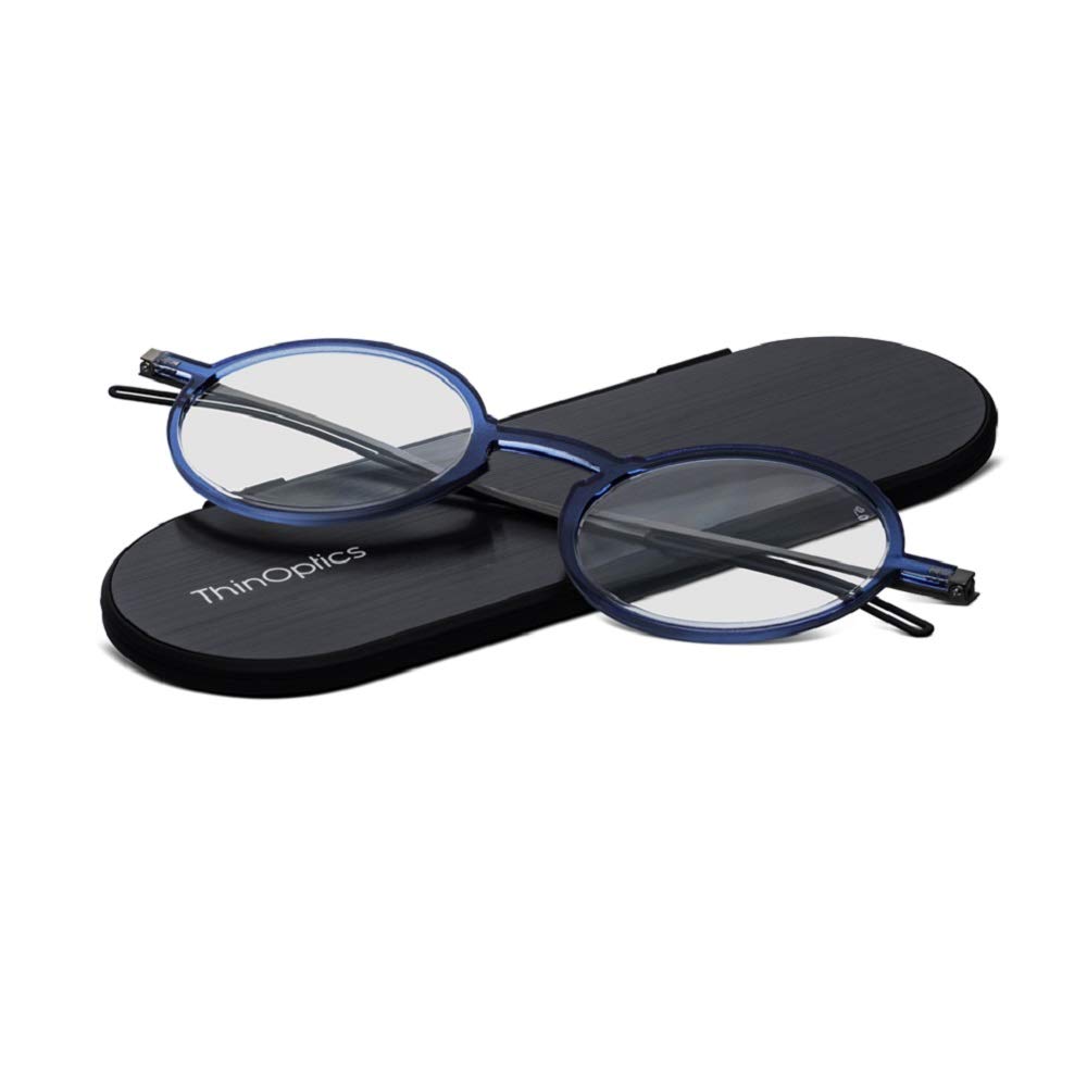 ThinOptics Frontpage Manhattan Reading Glasses with Milano Aluminum Case – Lightweight & Stylish Readers for Work, Travel, and Everyday Use