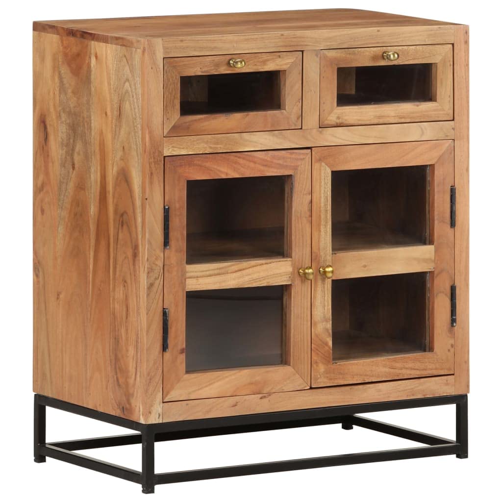 Solid Acacia Wood Storage Cabinet - 23.6