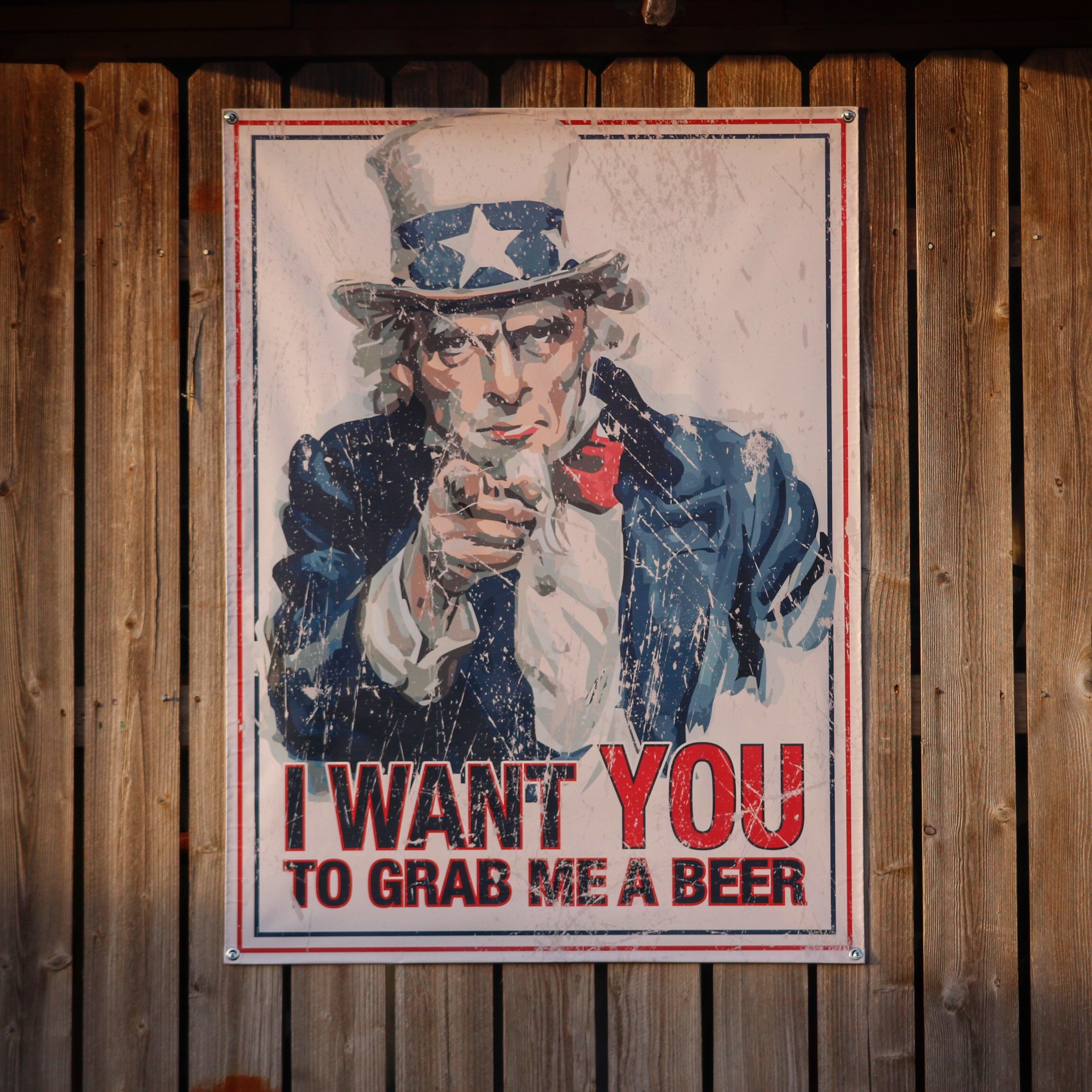 Uncle Sam Grab Me A Beer Patriotic American Flag Banner - Perfect for 4th of July Decorations, Backyard BBQs & Tailgate Parties