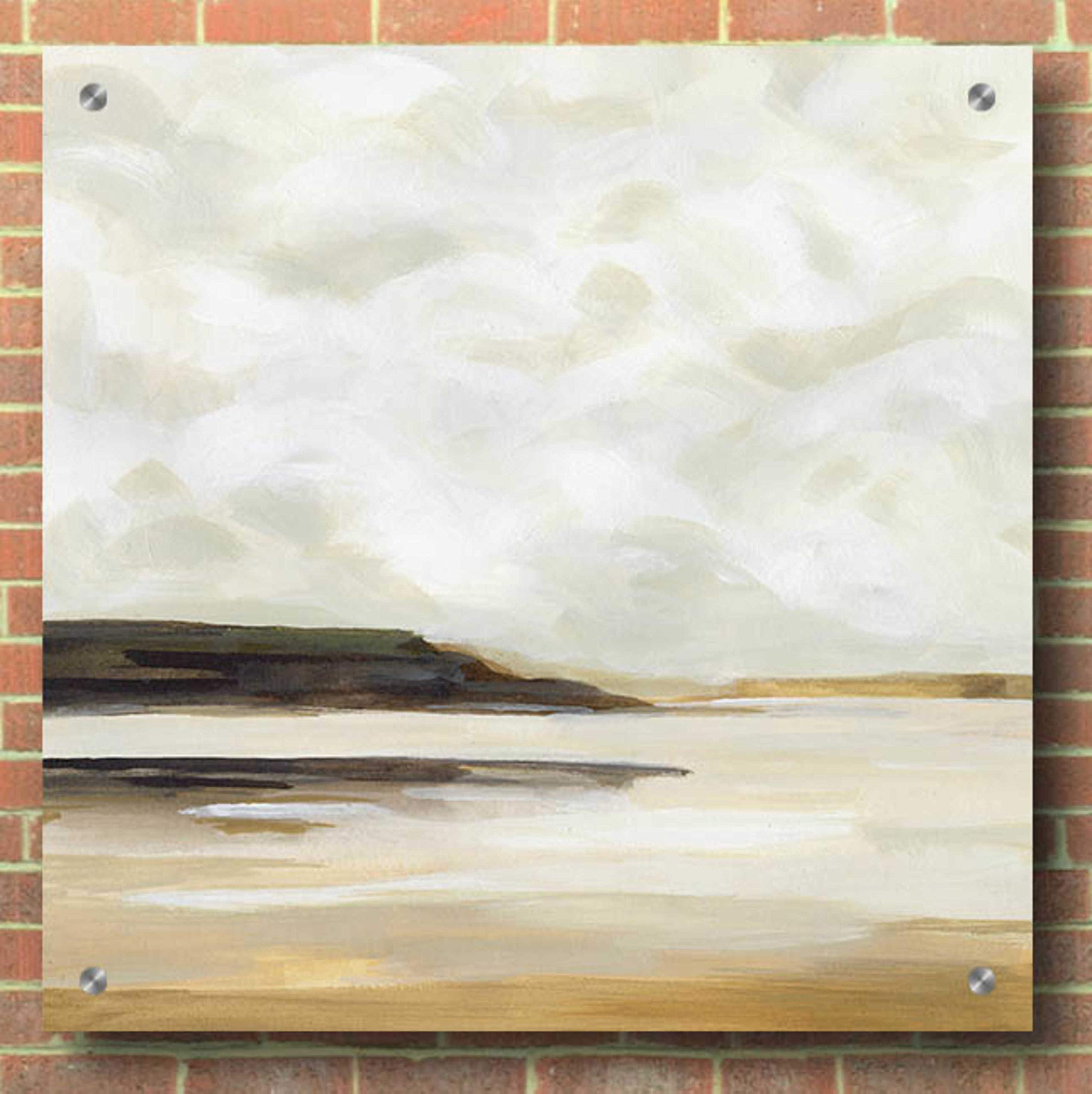 Victoria Borges 'Cloudy Coast I' Acrylic Wall Art Painting - 36x36 Inches Modern Coastal Decor for Living Room, Bedroom & Office