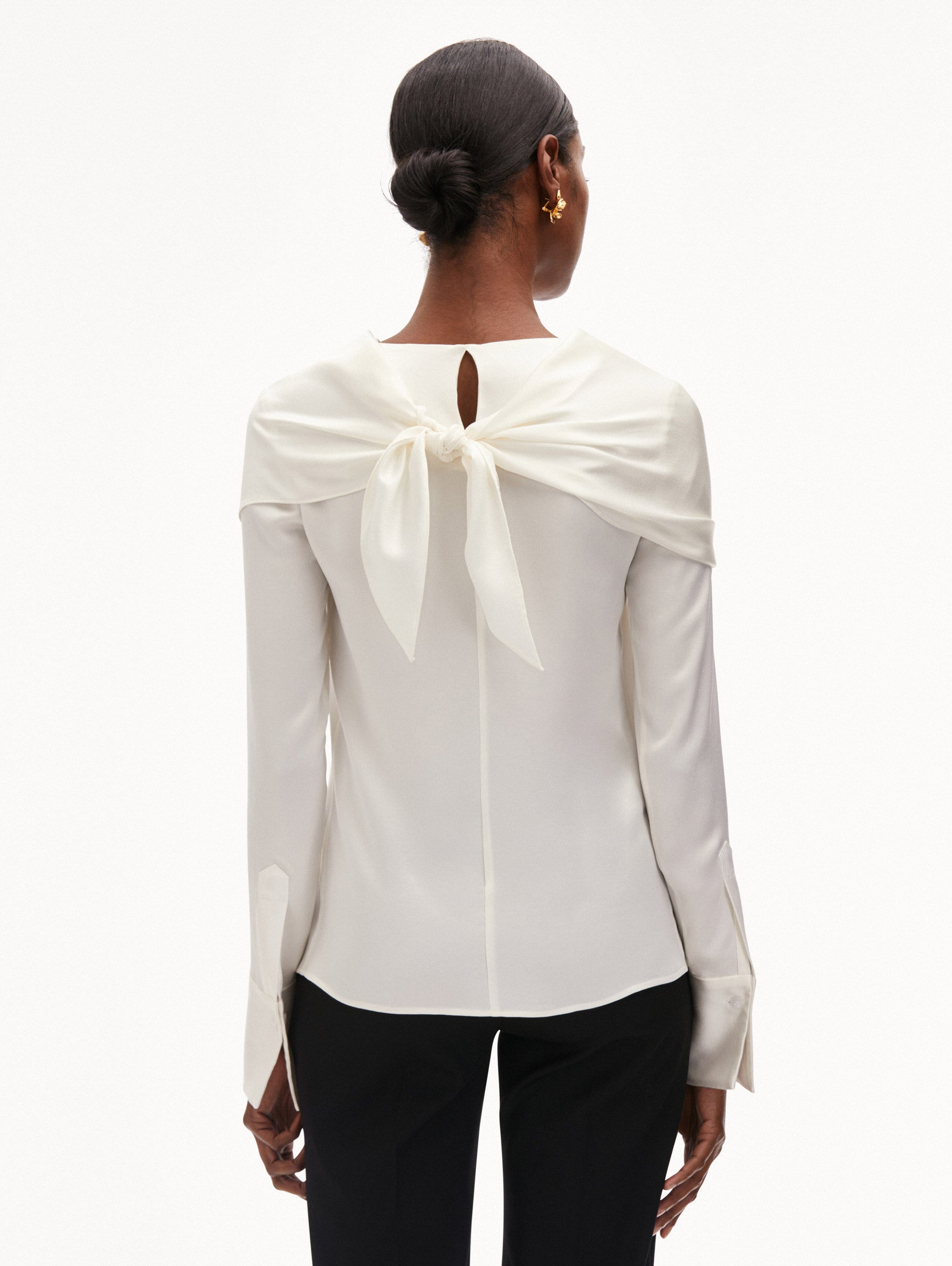 Elegant Draped Detail Silk Blouse for Women - Luxury Soft Silk Shirt with Flowy Sleeves - Perfect for Office Wear, Date Night & Special Occasions