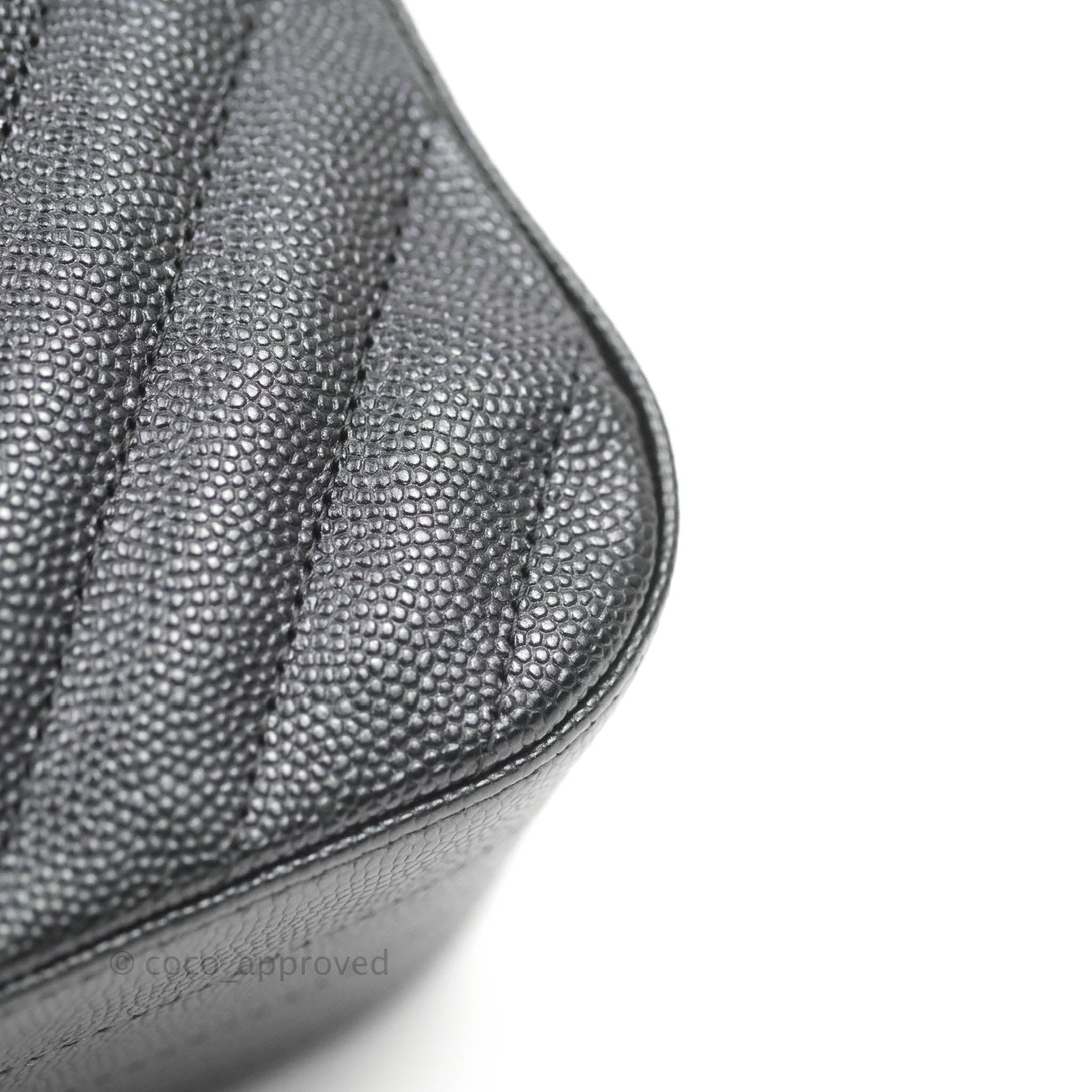 Chanel Chevron Mini Rectangular Flap Bag in Iridescent Black Caviar Leather with Ruthenium Hardware - Perfect for Evening Events, Parties & Luxury Fashion Accessories