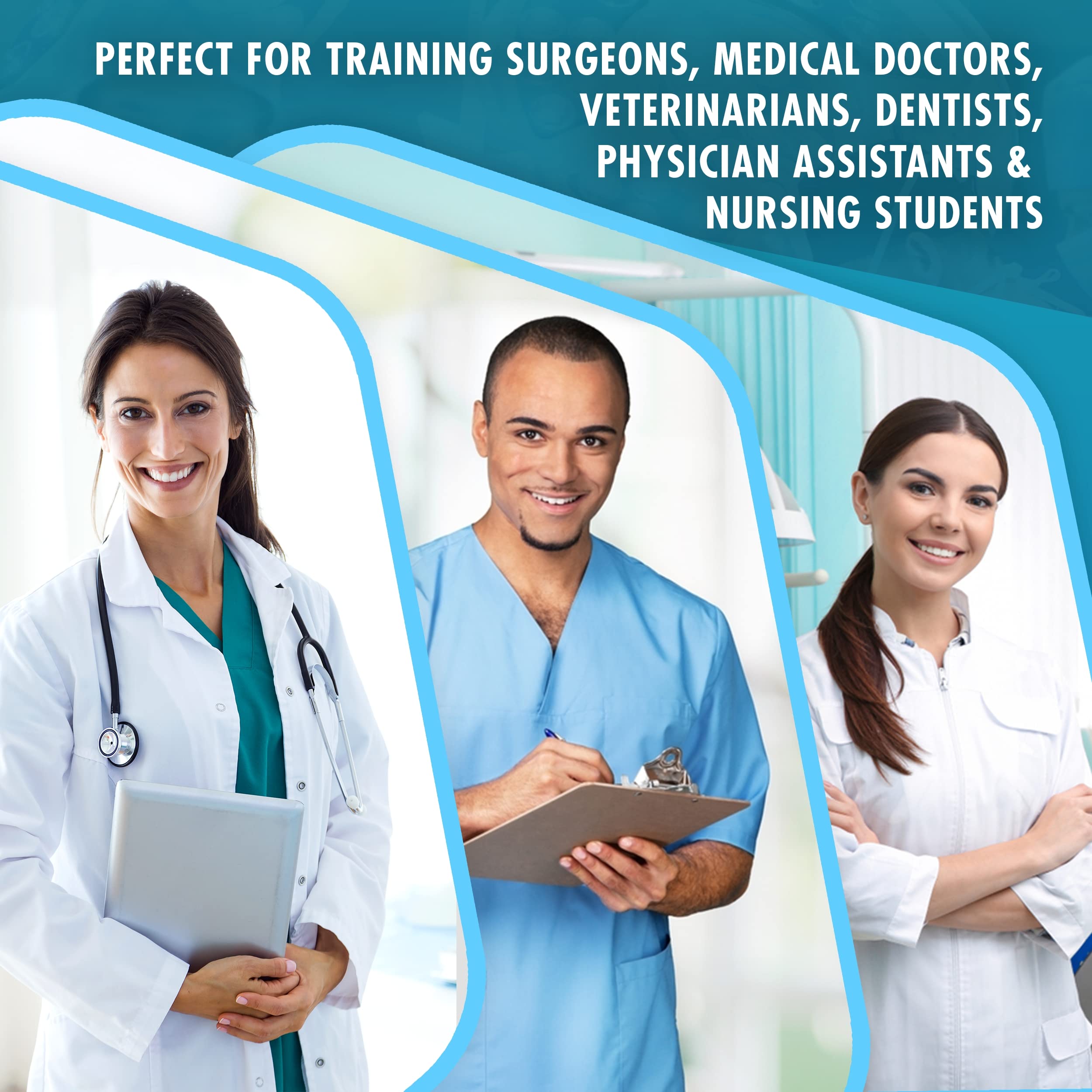 Suture Practice Kit with Silicone Pad - Medical Training Suturing Pad for Students & Professionals - Realistic Skin Simulation for Surgical Stitching Practice - Perfect for Medical School, Nursing & Vet Training