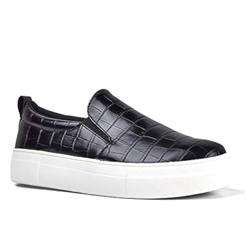 Black Croc Vegan Leather