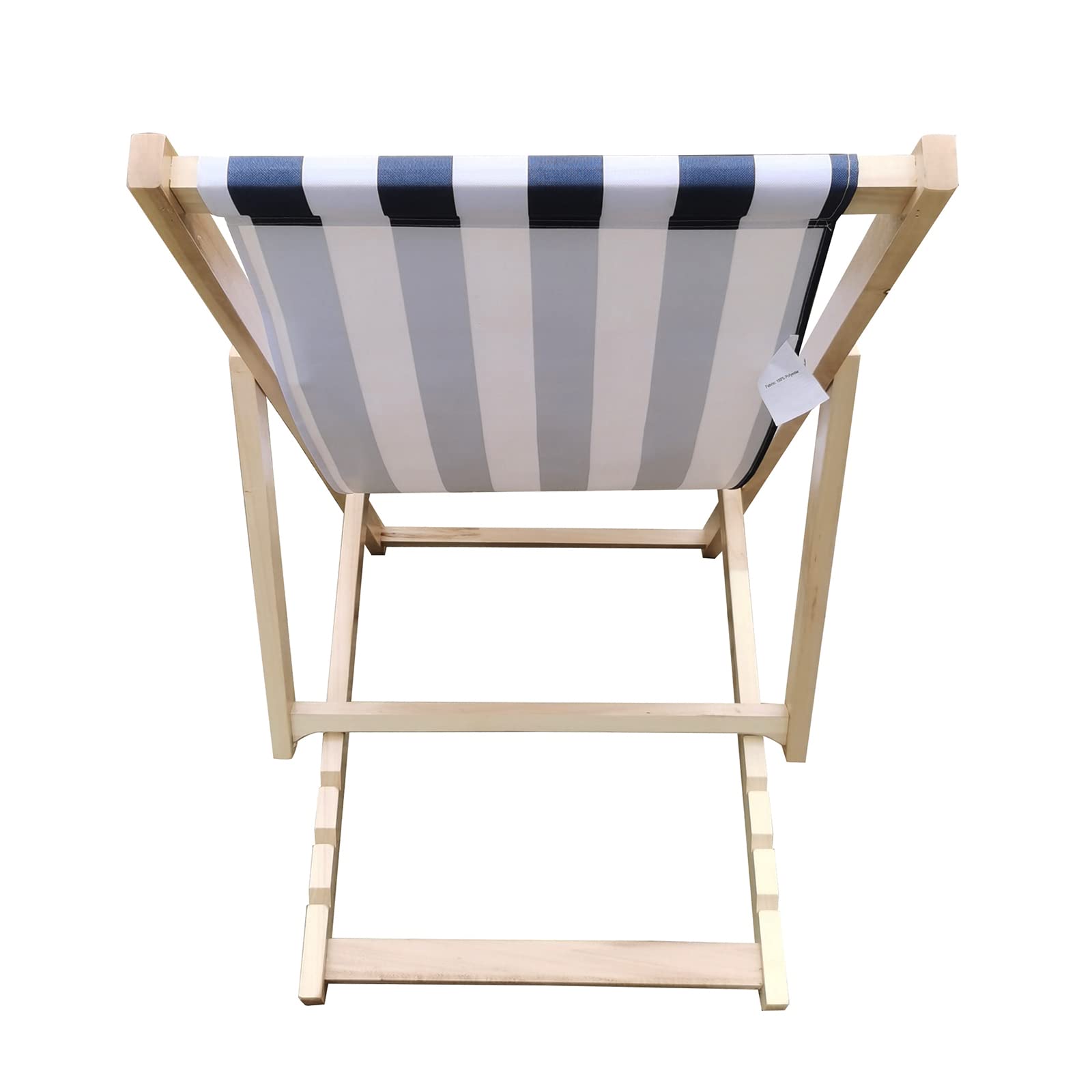 Adjustable Wood Backrest Folding Beach Sling Chair - Portable Outdoor Lounge Recliner for Patio, Lawn, Deck, Poolside & Camping - Comfortable Blue Relaxation Chair