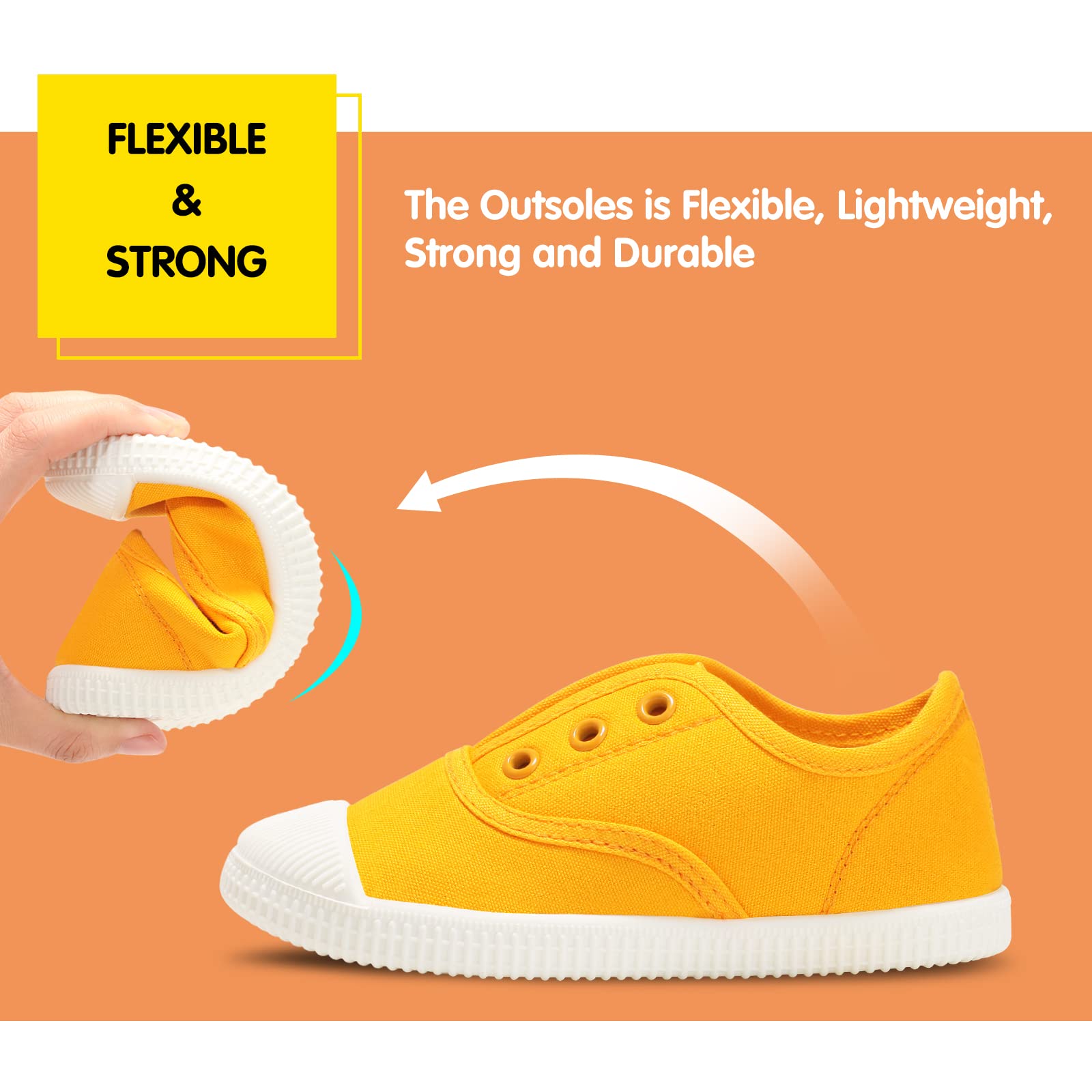 Toddler Kids Canvas Sneakers - Slip-On Lightweight Comfortable Casual Running Tennis Shoes for Boys & Girls (Toddler/Little Kids/Big Kids) - Perfect for School, Playground & Daily Activities
