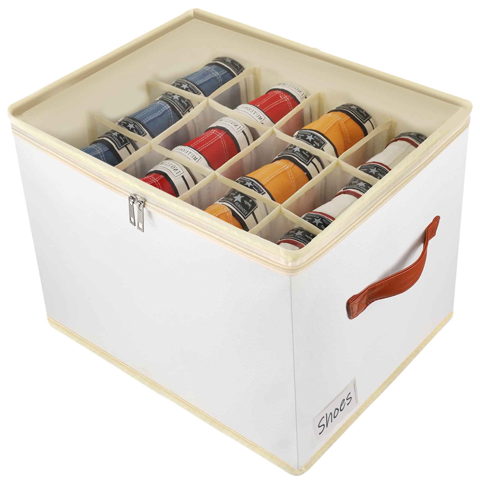 Clear Stackable Shoe Storage Box Organizer with Lids - Space Saving Foldable Shoe Bin for Closet, Wardrobe & Ottoman - Perfect for Home, Dorm & Travel Organization (1 Pack)