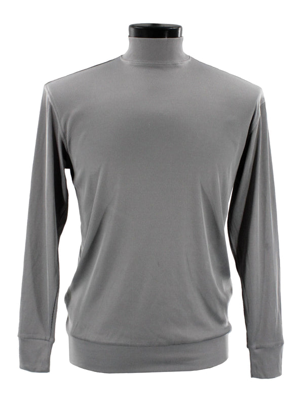 Bassiri Women's Long Sleeve High Neck Grey T-Shirt - Soft Cotton Casual Top for Everyday Wear, Work & Fall Layering