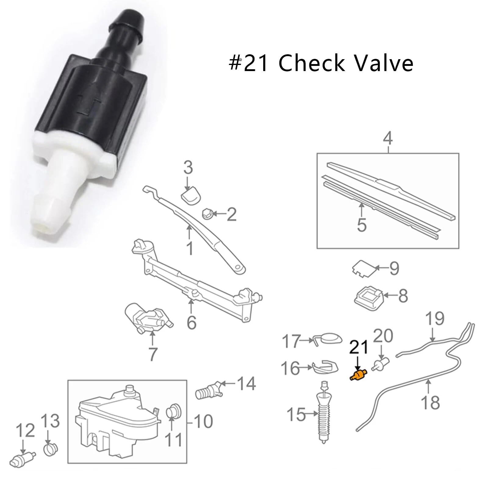 2-Pack Universal Windshield Wiper Check Valve - Compatible with Most Cars & Trucks - Prevent Fluid Backflow for Clear Visibility - Ideal for Rainy Weather & Winter Driving