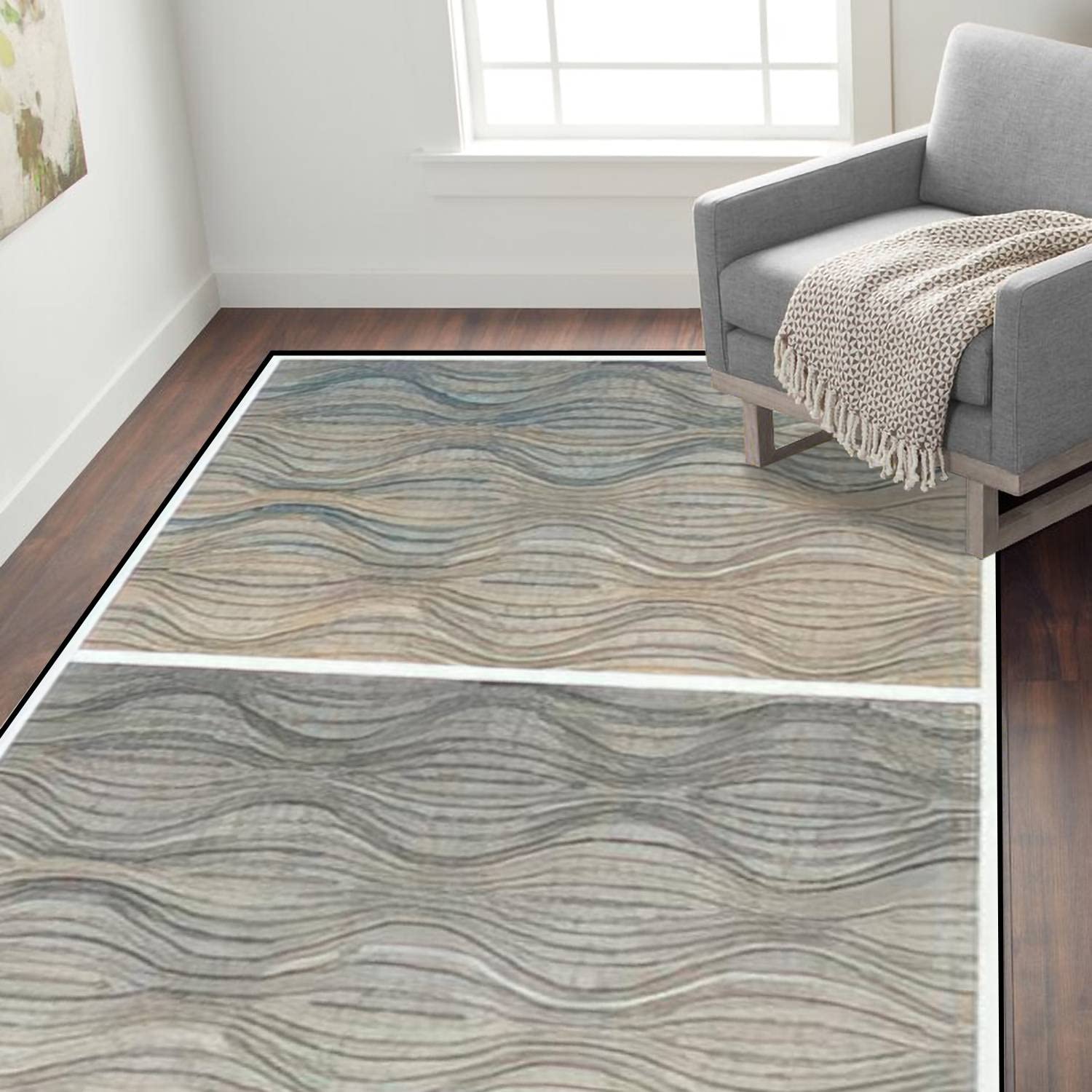 Distressed Woven Non-Slip Area Rugs - Soft Ethnic Design Carpet for Indoor & Outdoor Use - Perfect for Living Room, Bedroom, Bathmat, Yoga Mat & Home Decor