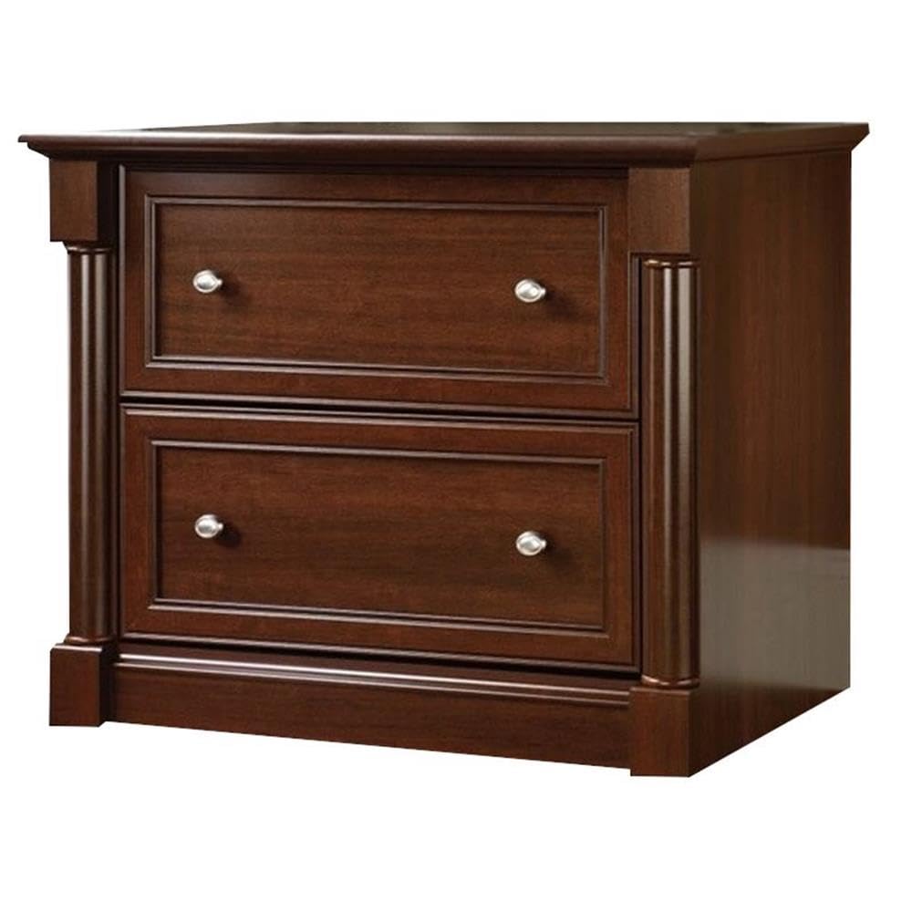Home Square 2-Piece Office Set with Computer Desk & File Cabinet in Cherry Finish - Perfect for Home Office, Study Room or Small Workspace