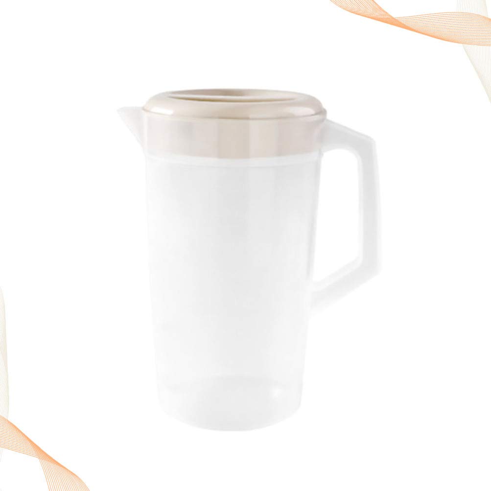 Large 2.5L Plastic Water Pitcher with Lid - BPA Free Beverage Dispenser for Hot & Cold Drinks, Iced Tea, Lemonade - Perfect for Kitchen, Parties, Outdoor Picnics (10x10x23cm, Beige)