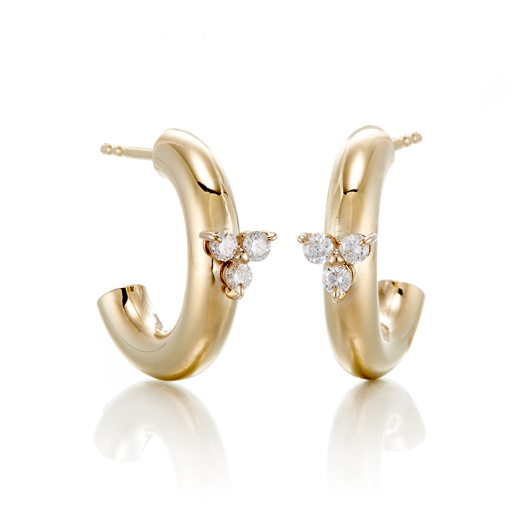 Exquisite Diamond Trio Hoop Earrings for Women - 14K Gold Plated Luxury Jewelry - Perfect for Parties, Weddings & Everyday Elegance