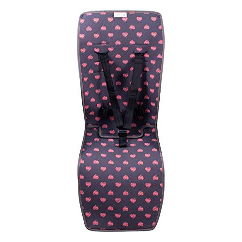 JANABEBE Baby Stroller Mat - Compatible with Baby Jogger City Mini & Joolz Strollers, Waterproof & Non-Slip (Fluor Heart Design) - Perfect for Outdoor Walks, Shopping Trips & Travel with Your Baby