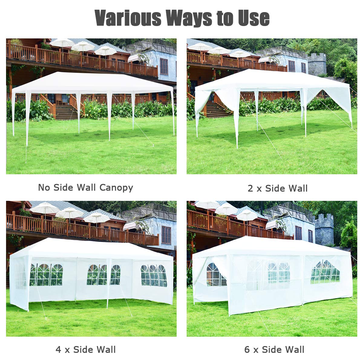 ORALNER 10'x20' White Outdoor Canopy Tent with 6 Removable Sidewalls & Carrying Bag - Heavy Duty Wedding Party Tent, Camping Gazebo Pavilion for Patio, Garden, Backyard - Perfect for Outdoor Events, Picnics, and Family Gatherings