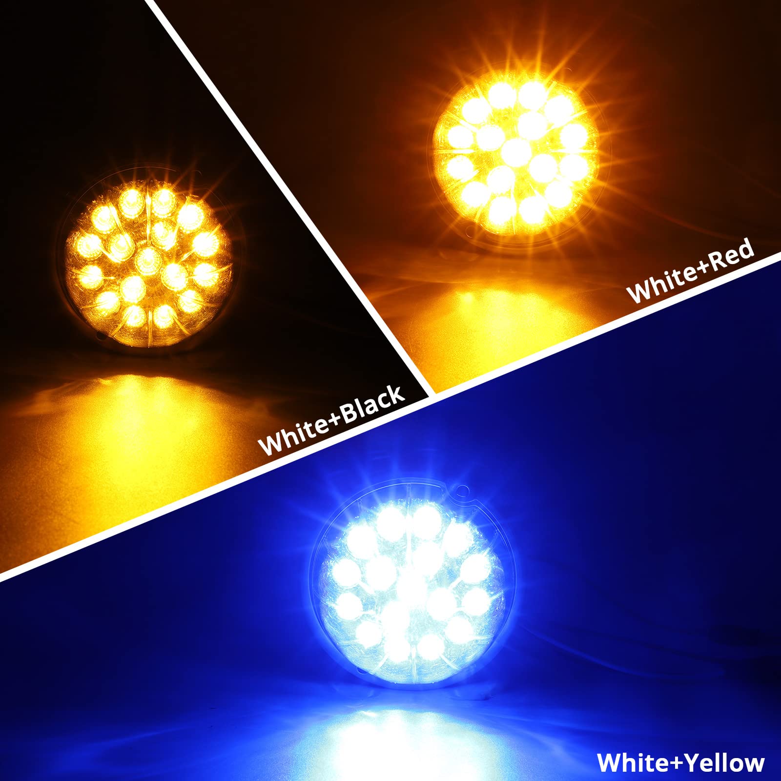 Partsam 1Pc Dual Revolution Watermelon Light - 17LED Amber Turn Signal & Blue Auxiliary Underglow Lights for Freightliner, Kenworth, Peterbilt Trucks | Durable Marker Lights for Enhanced Visibility & Safety in Night Driving & Off-Road Conditions